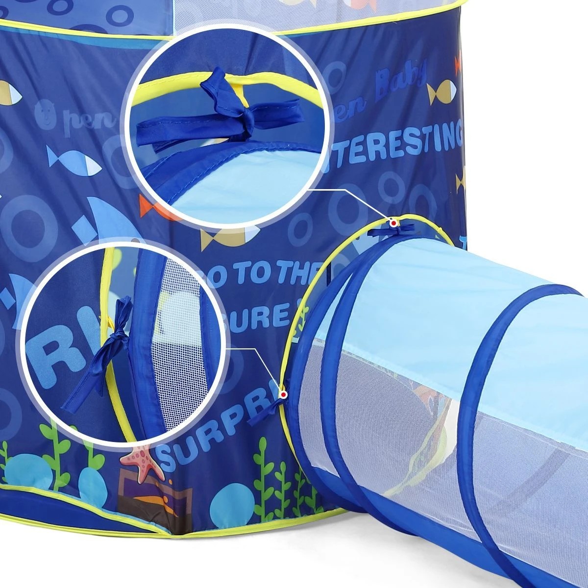 8 AUSWAY 3-In-1 Kids Play Tent House Baby Crawl Tunnel Ball Pit, 8 of 8