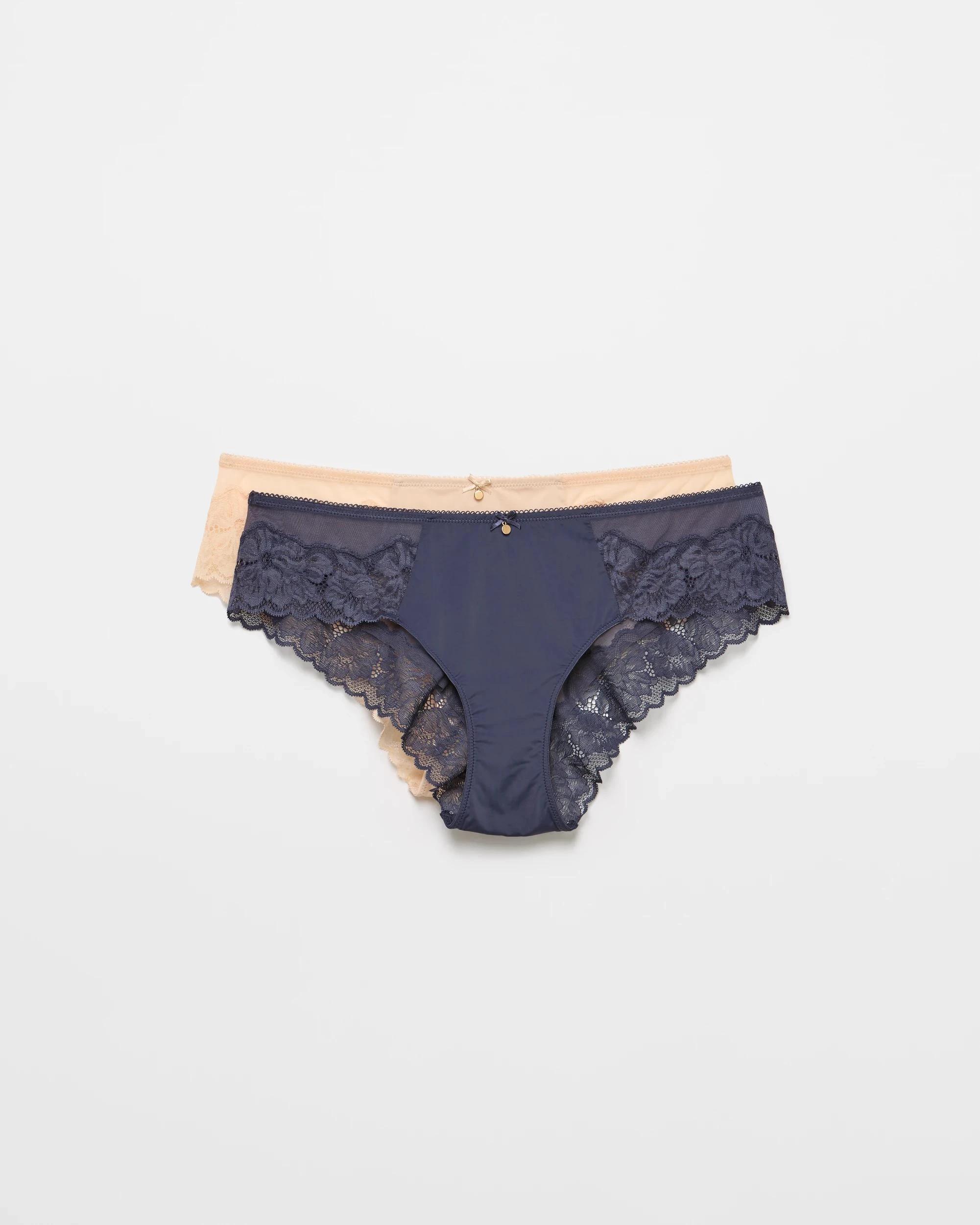 1 Target Woman Lara 2 Pack Lace Trim Bikini Briefs WINTER BLUE/BARE, 1 of 4