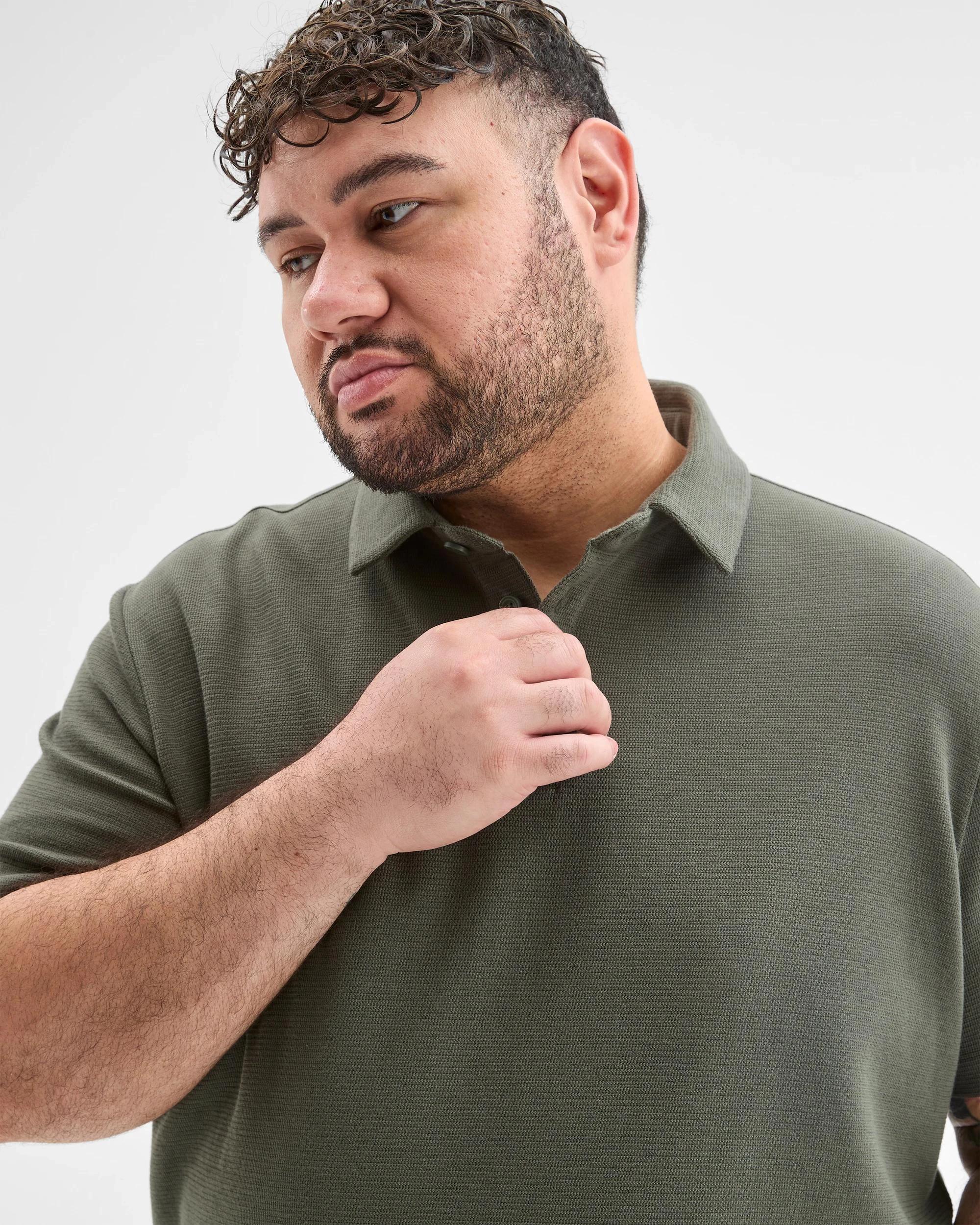 3 Target Man Plus Plus Size Australian Cotton Smart Knit Polo Top SCARAB, 3 of 5