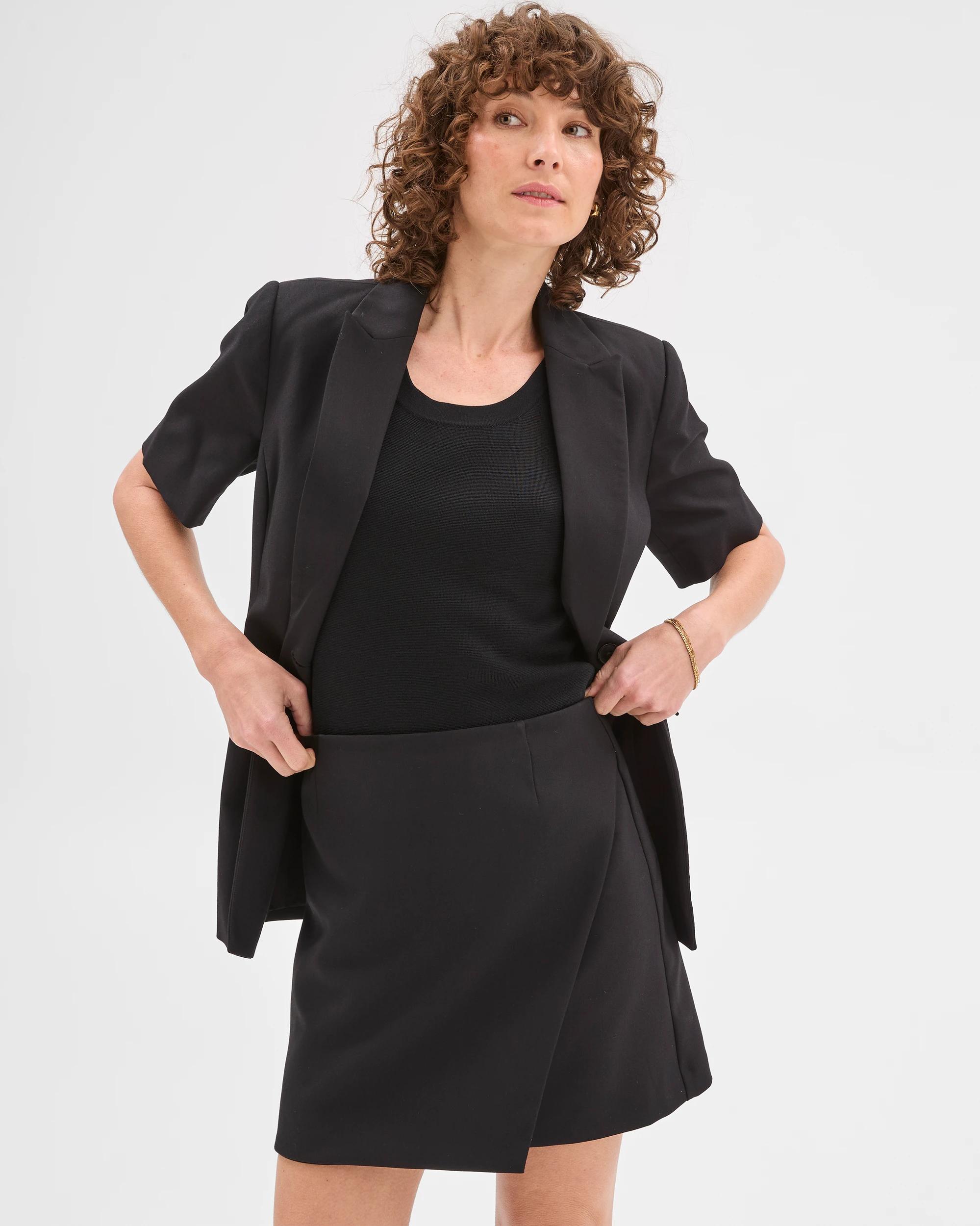 1 Wrap Detail Mini Skirt - Preview BLACK, 1 of 7