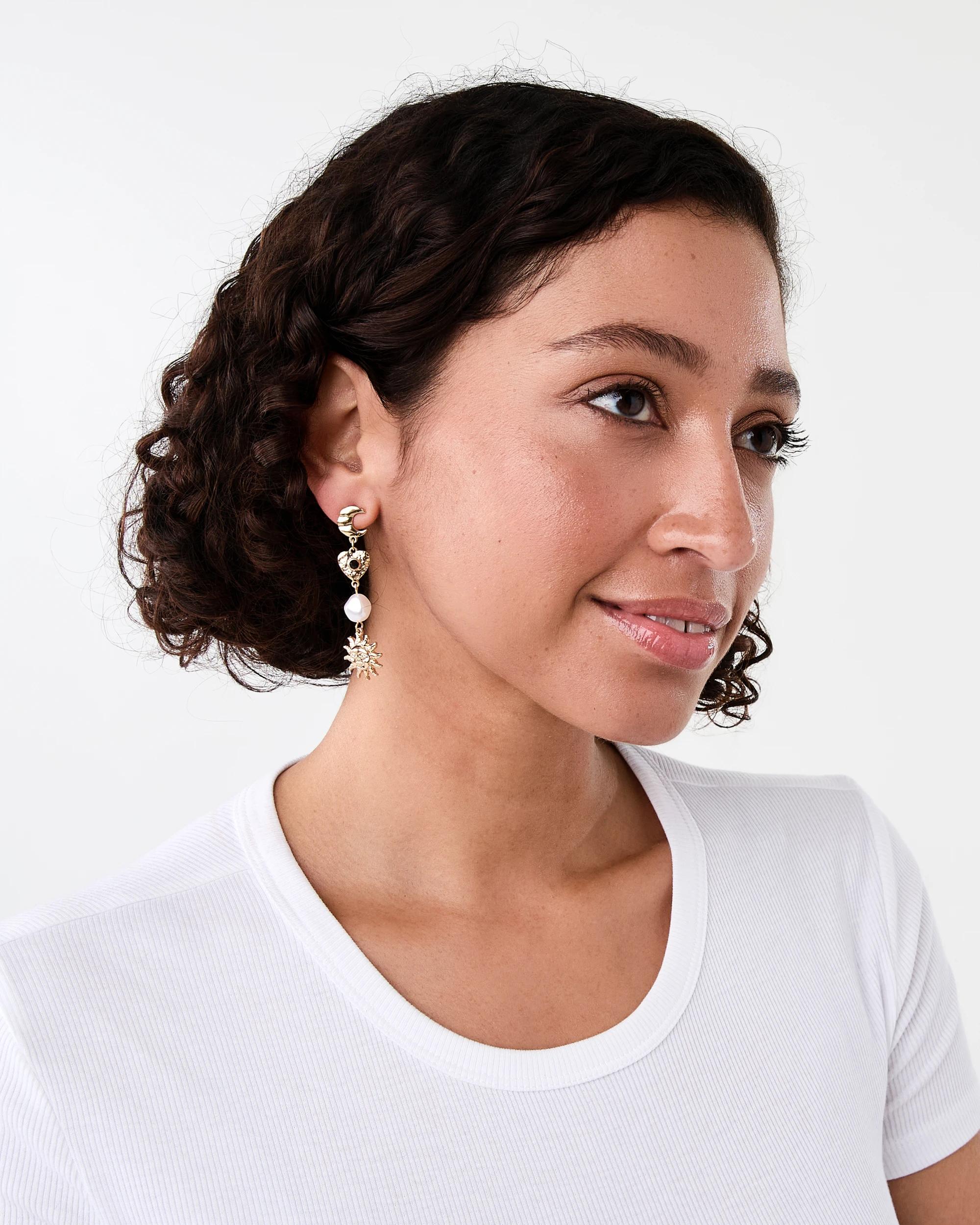 4 Celestial Drop Earrings - Gold Tone Gold, 4 of 5