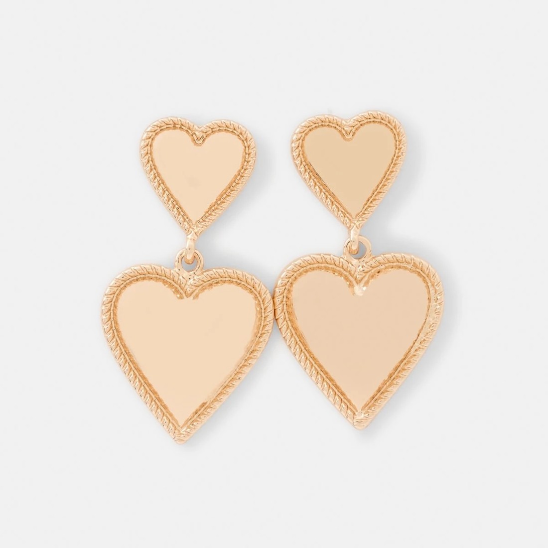 1 Double Heart Drop Earrings - Gold Tone, 1 of 5