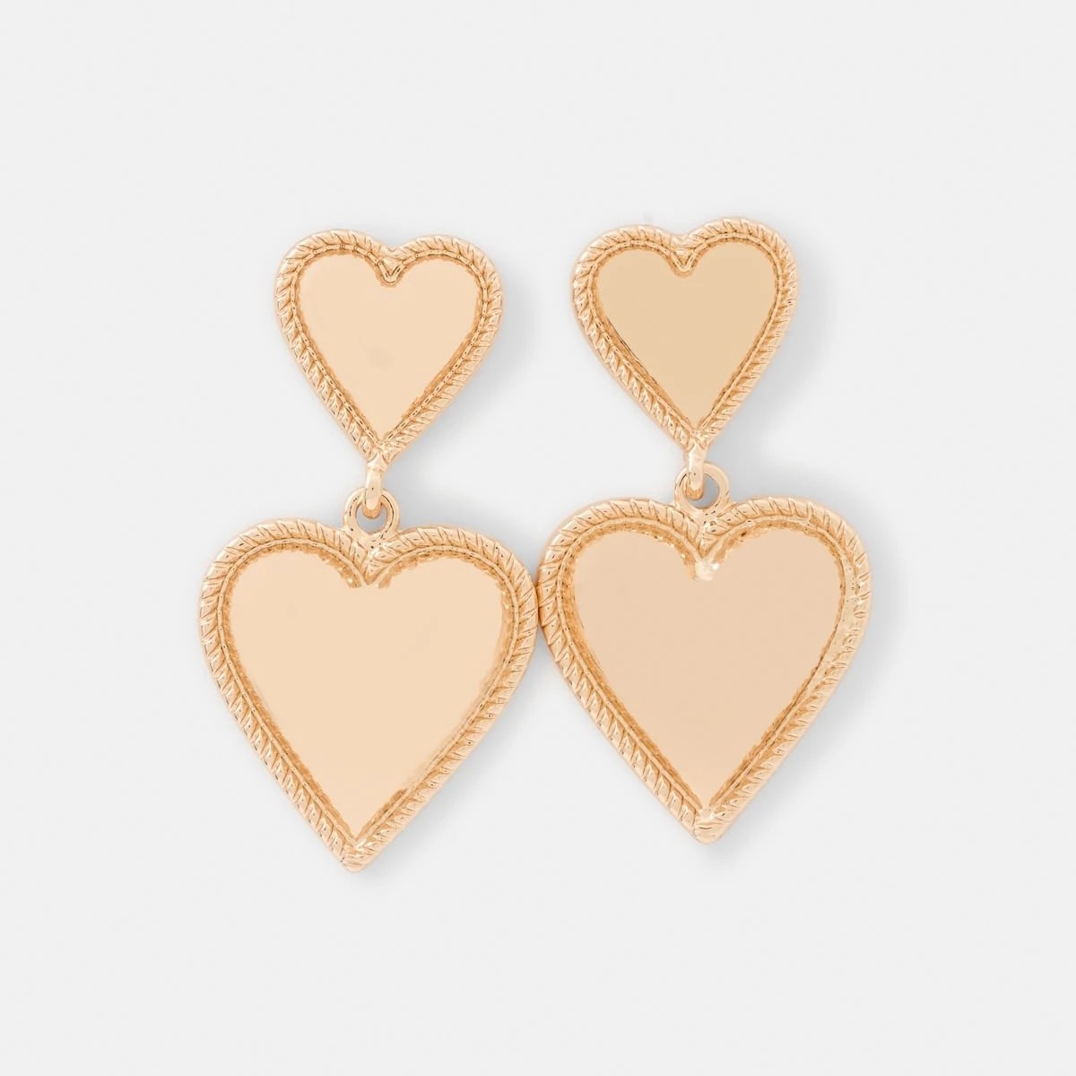 1 Double Heart Drop Earrings - Gold Tone, 1 of 5