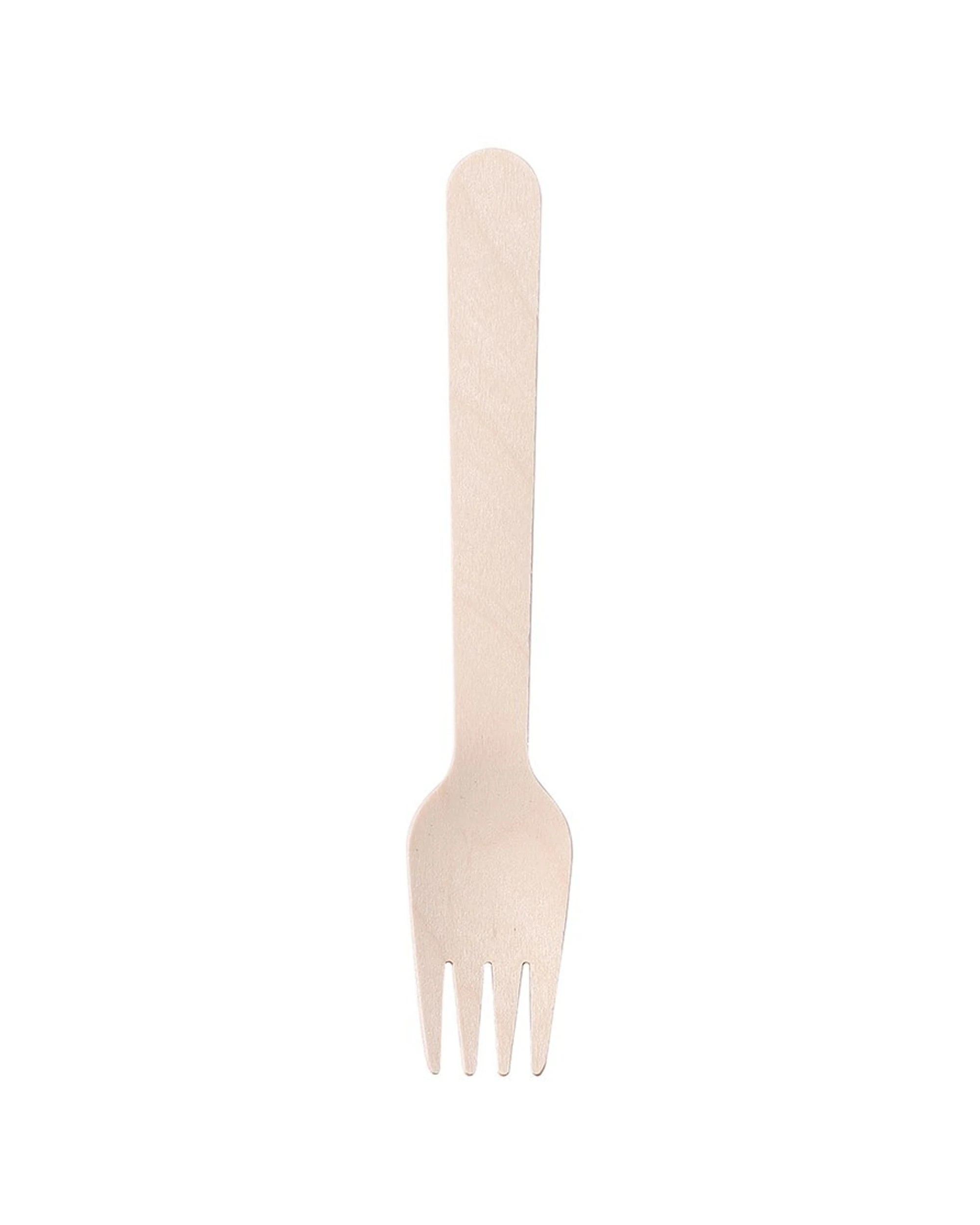 5 12pc Lemon & Lime Eco 15.5cm Disposable Dinner Wooden Forks Cutlery Catering
 - Natural, 5 of 5