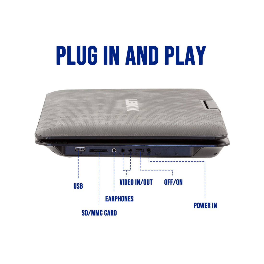 3 Lenoxx 15.4" Swivel Portable DVD Player & Screen, Rechargeable Entertainment, 3 of 7