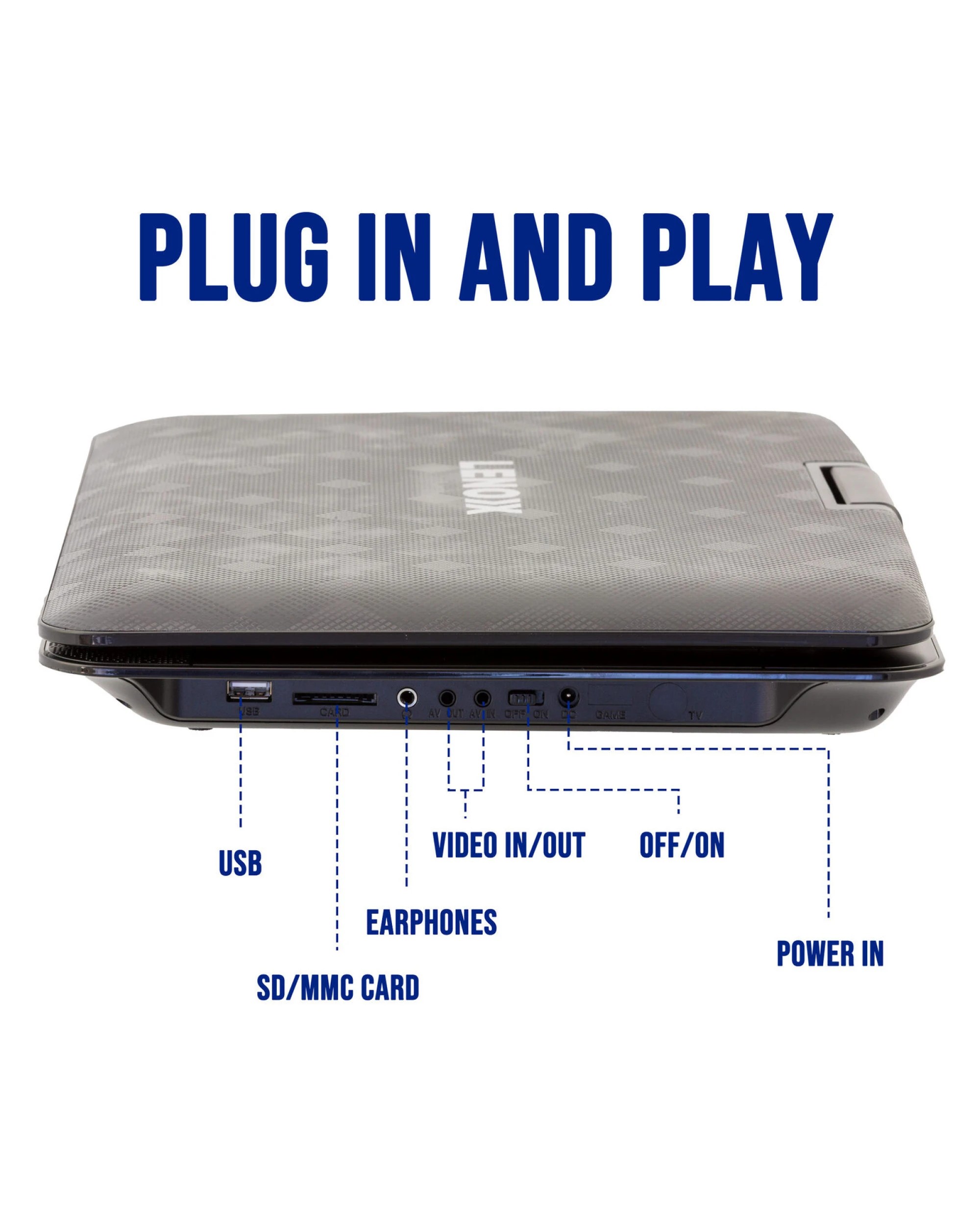 3 Lenoxx 15.4" Swivel Portable DVD Player & Screen, Rechargeable Entertainment, 3 of 7