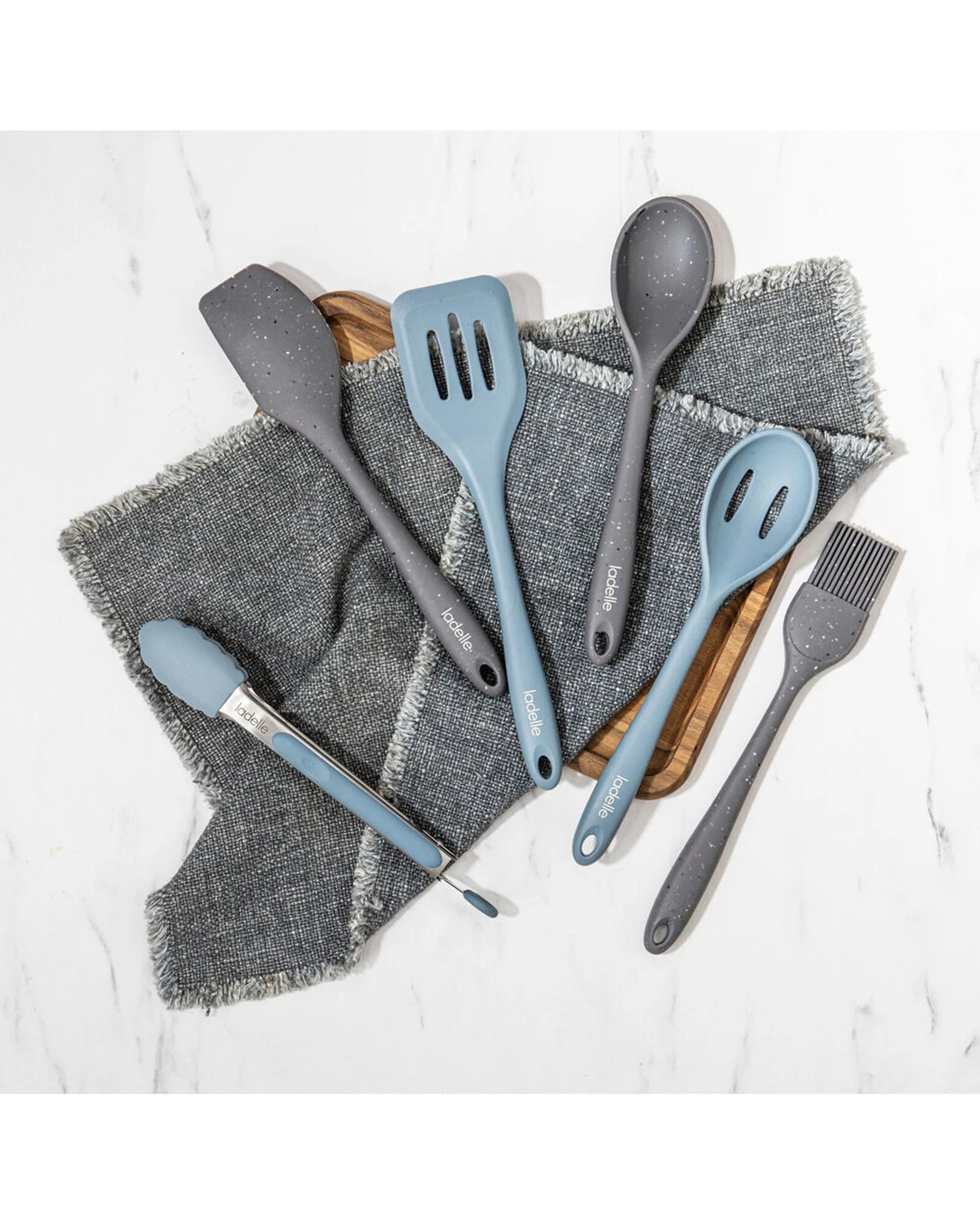 2 Ladelle Craft Silicone Slotted Spoon Cooking & Serving Utensil - Blue, 2 of 2