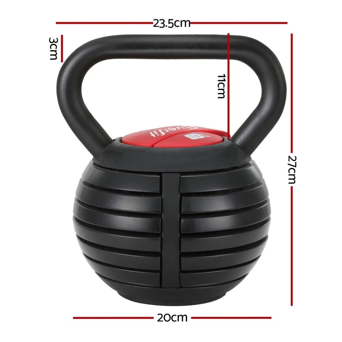 2 Everfit 18kg Adjustable Kettlebell Set Portable Kettle Bell Weight Dumbbells 10lbs 40lbs - Black, 2 of 6