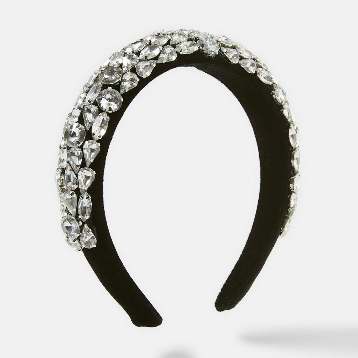 1 Statement Diamante Headband Black, 1 of 5