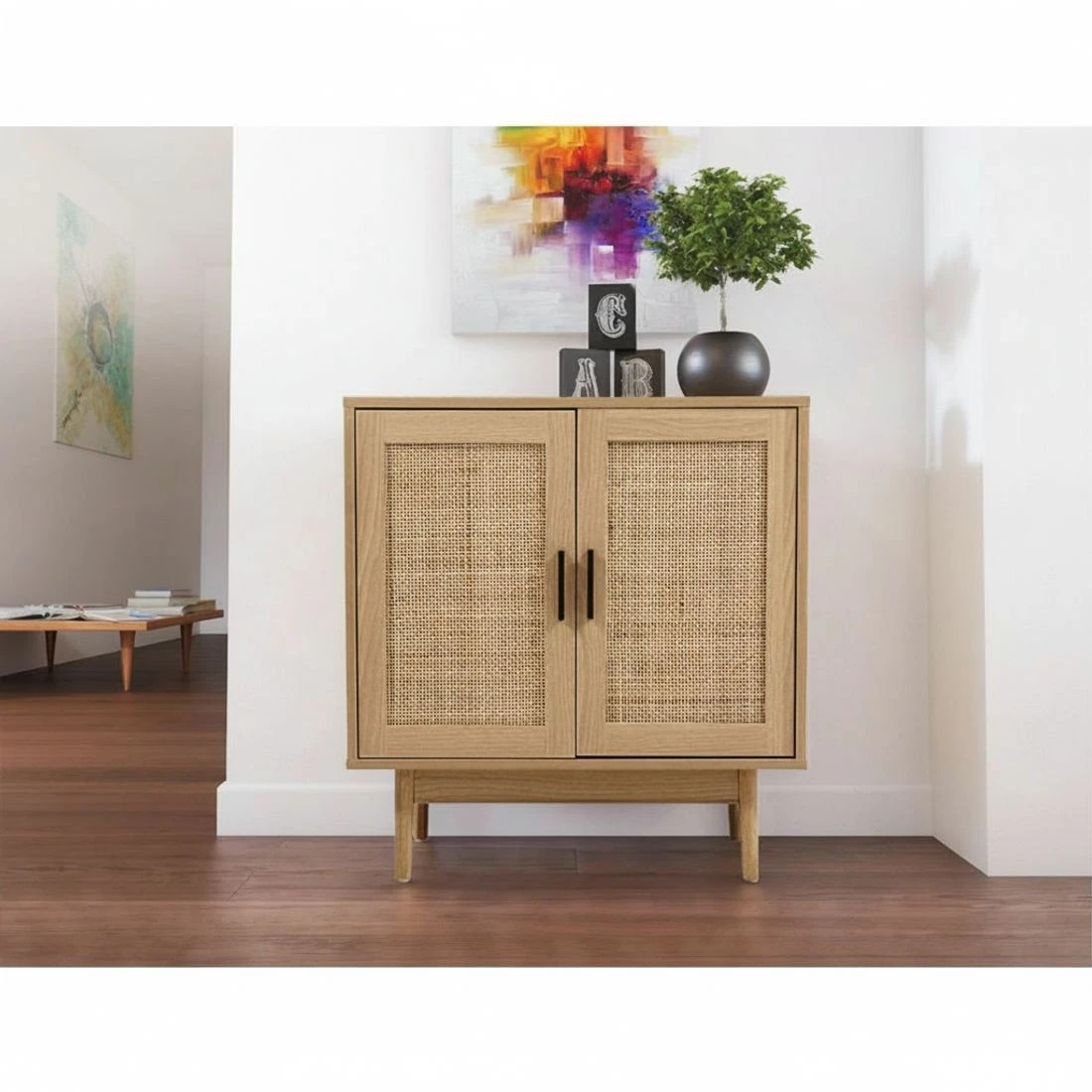 6 Artiss Rattan Buffet Sideboard 2 Doors - Brown, 6 of 8