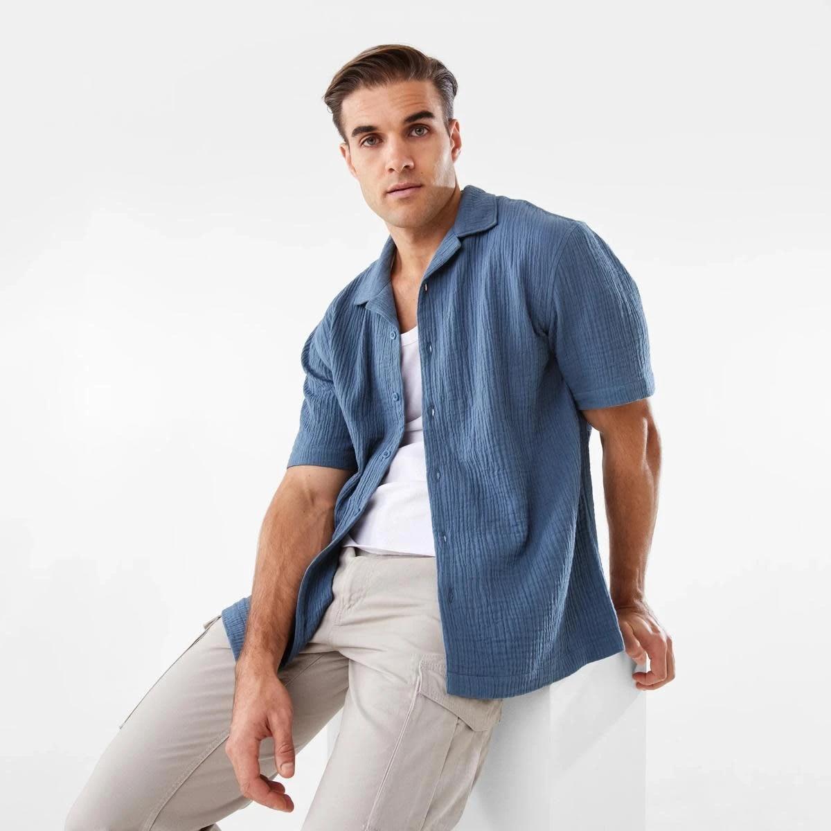 9 Short Sleeve Double Cloth Shirt BLUE MIRAGE, 9 of 10