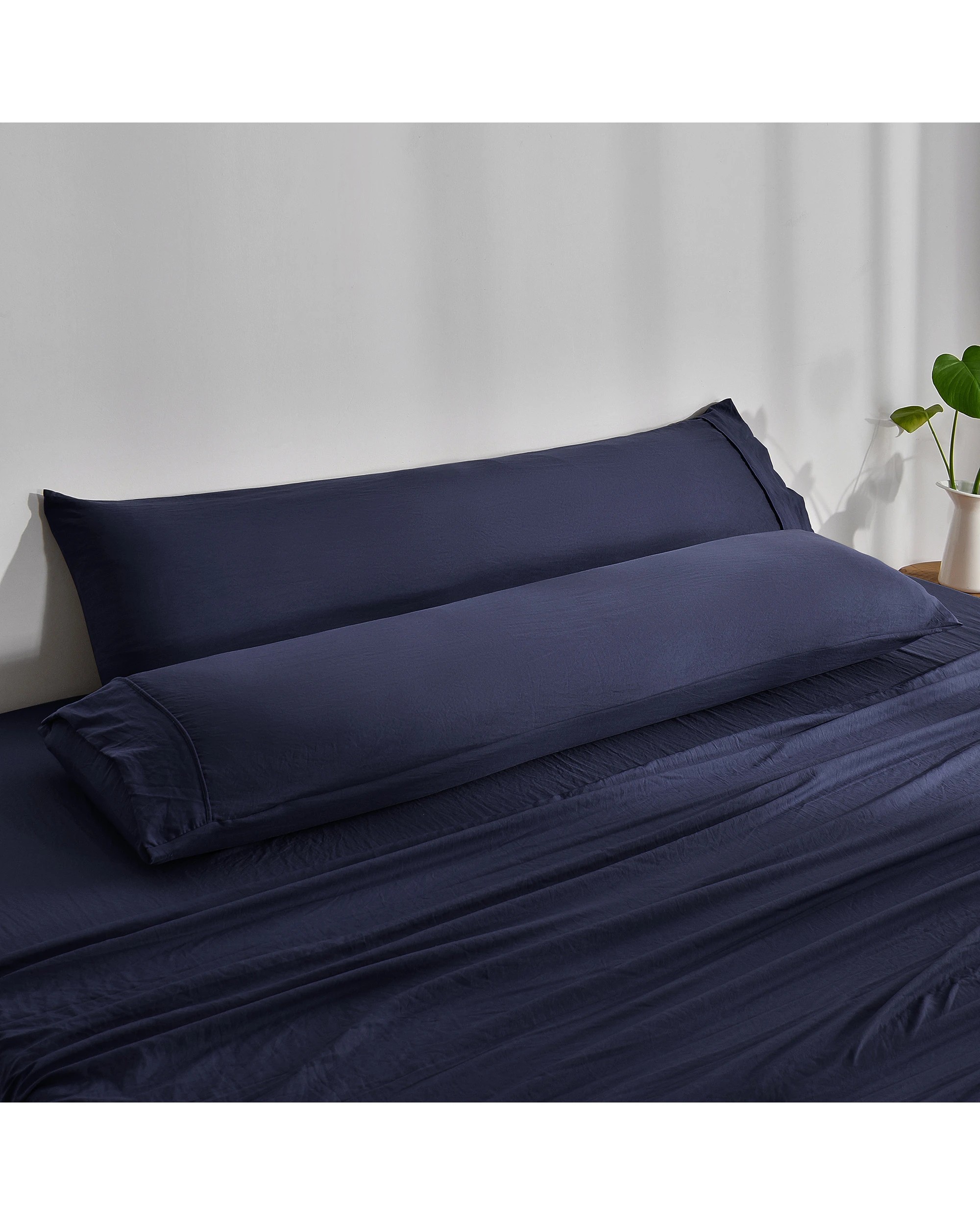 3 Dreamaker Superfine Washed Microfibre Body Pillowcase Twin Pack - Navy, 3 of 5