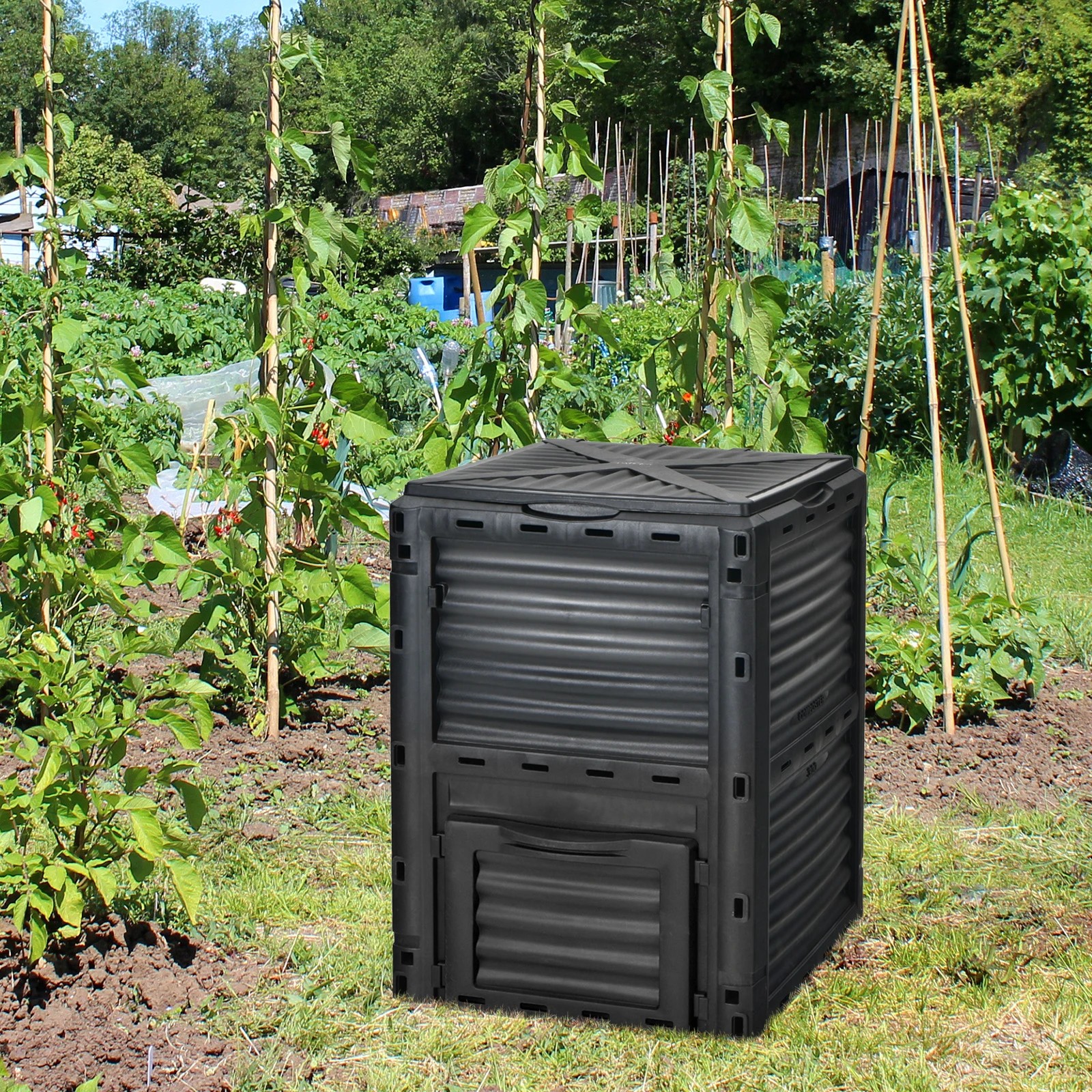 2 Costway 300L Outdoor Compost Bin Recycle Composter Food Waste Kitchen Garden Composting Box - Black, 2 of 4