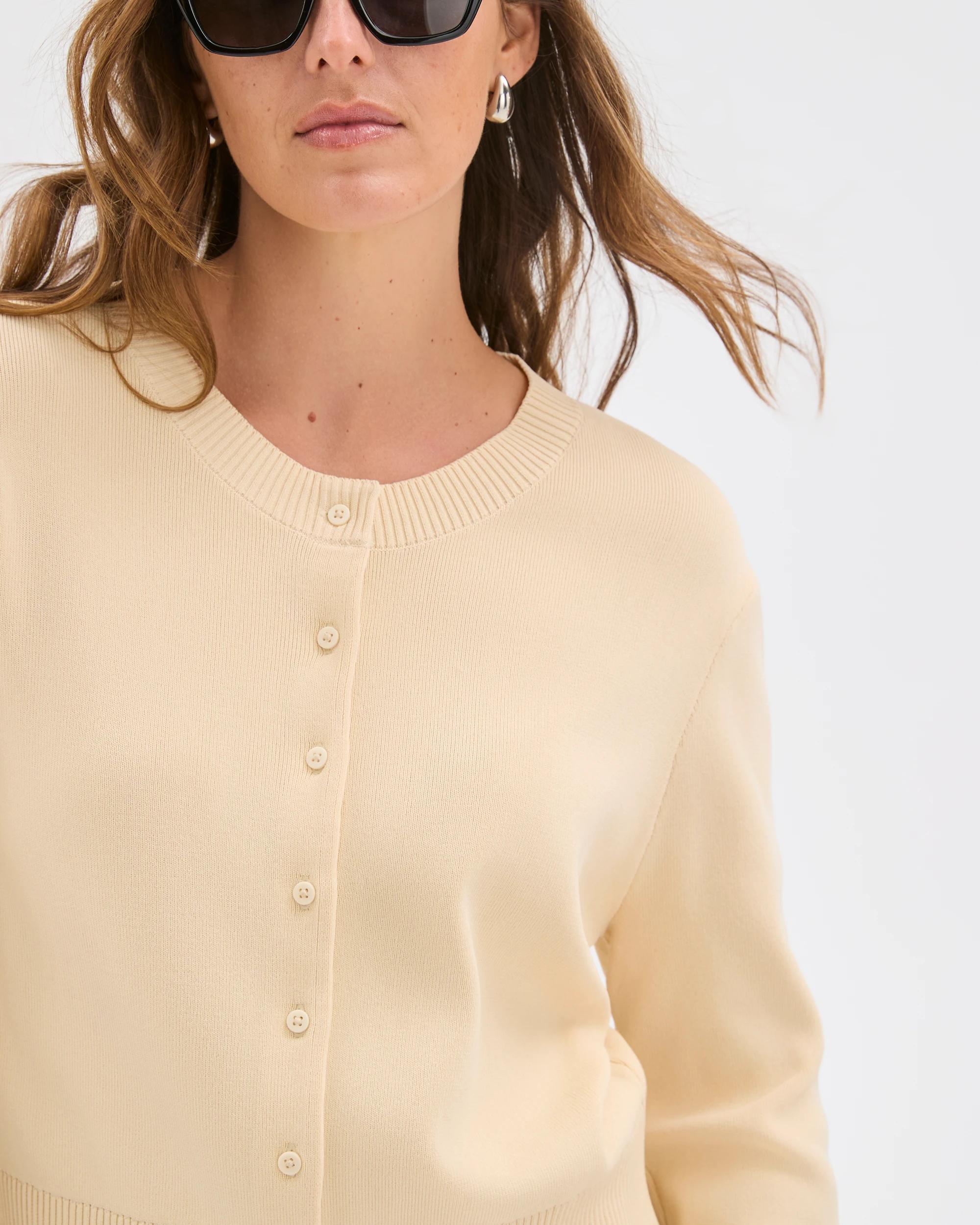 5 Preview Crepe Knit Core Cardigan PARCHMENT, 5 of 6