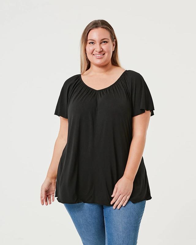 Curve Short Flutter Sleeve T-s