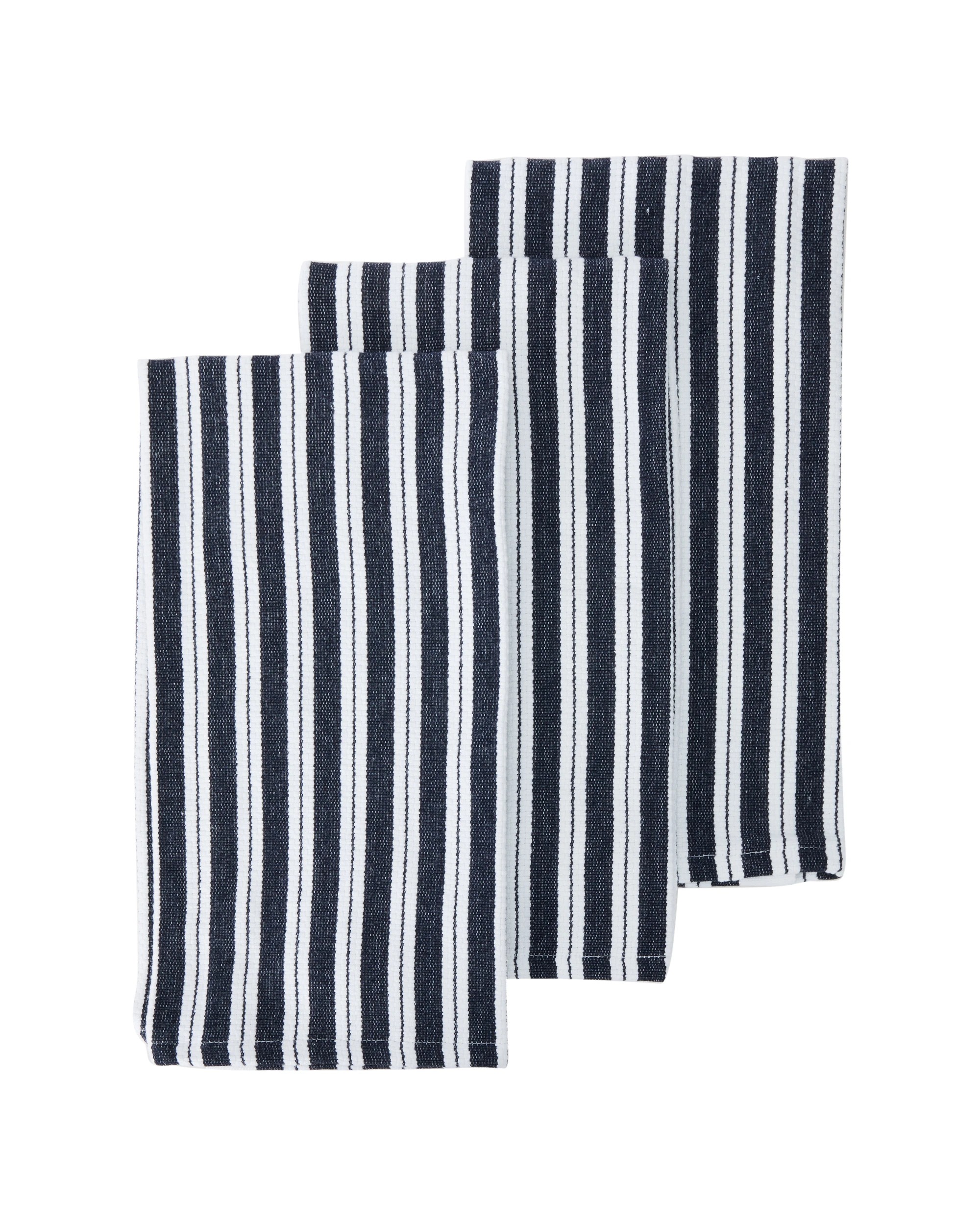 1 3 Pack Navy Basket Weave Extra Large Tea Towels, 1 of 4