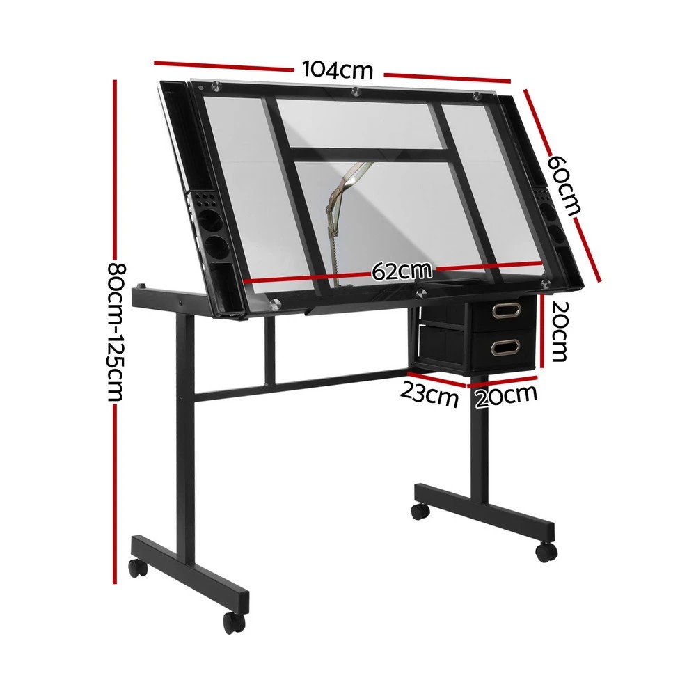 2 Artiss Drawing Desk Drafting Table - Black, 2 of 6
