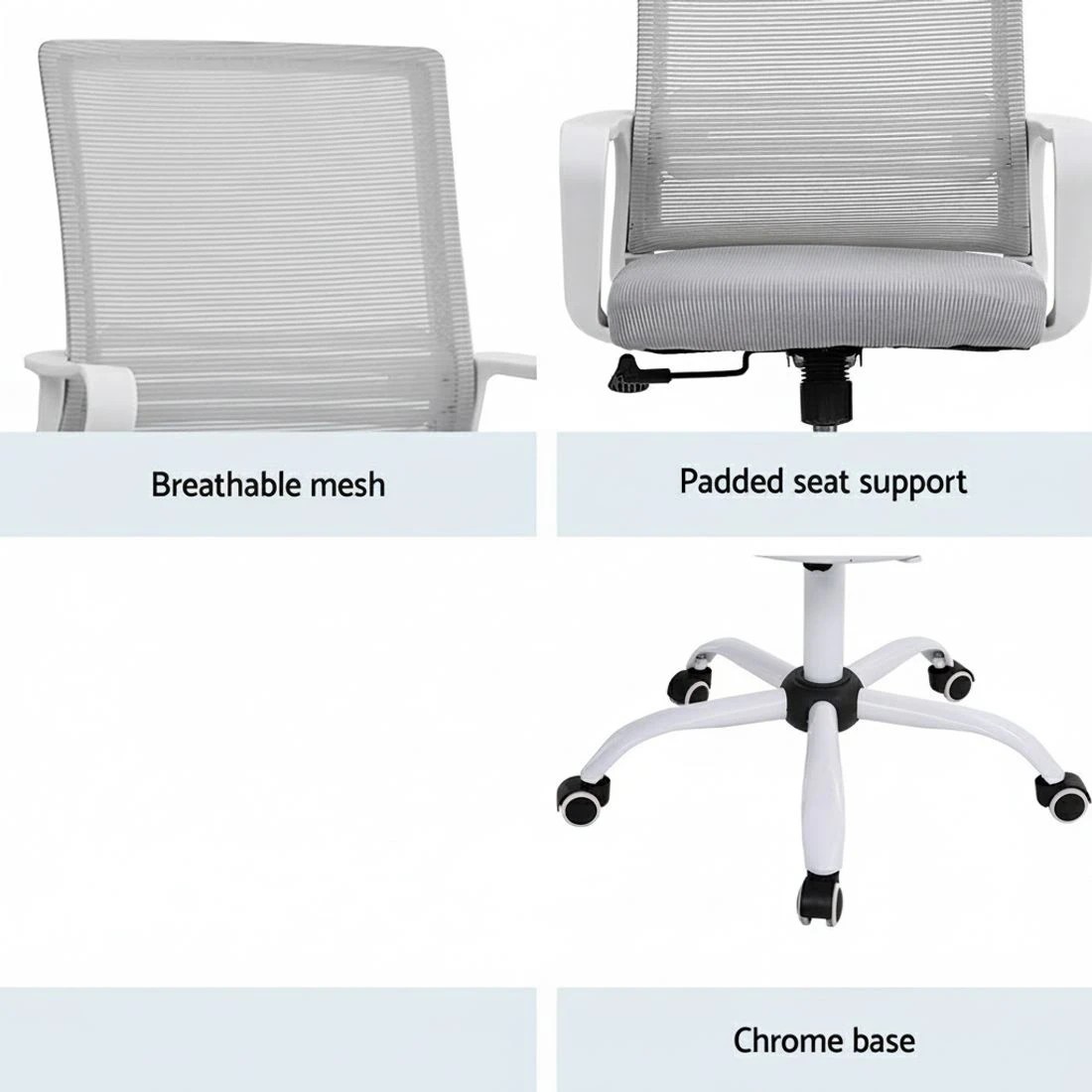 6 Artiss Mesh Office Chair Drafting Chair Ergonomic Studios Work Armchair - Grey, 6 of 6