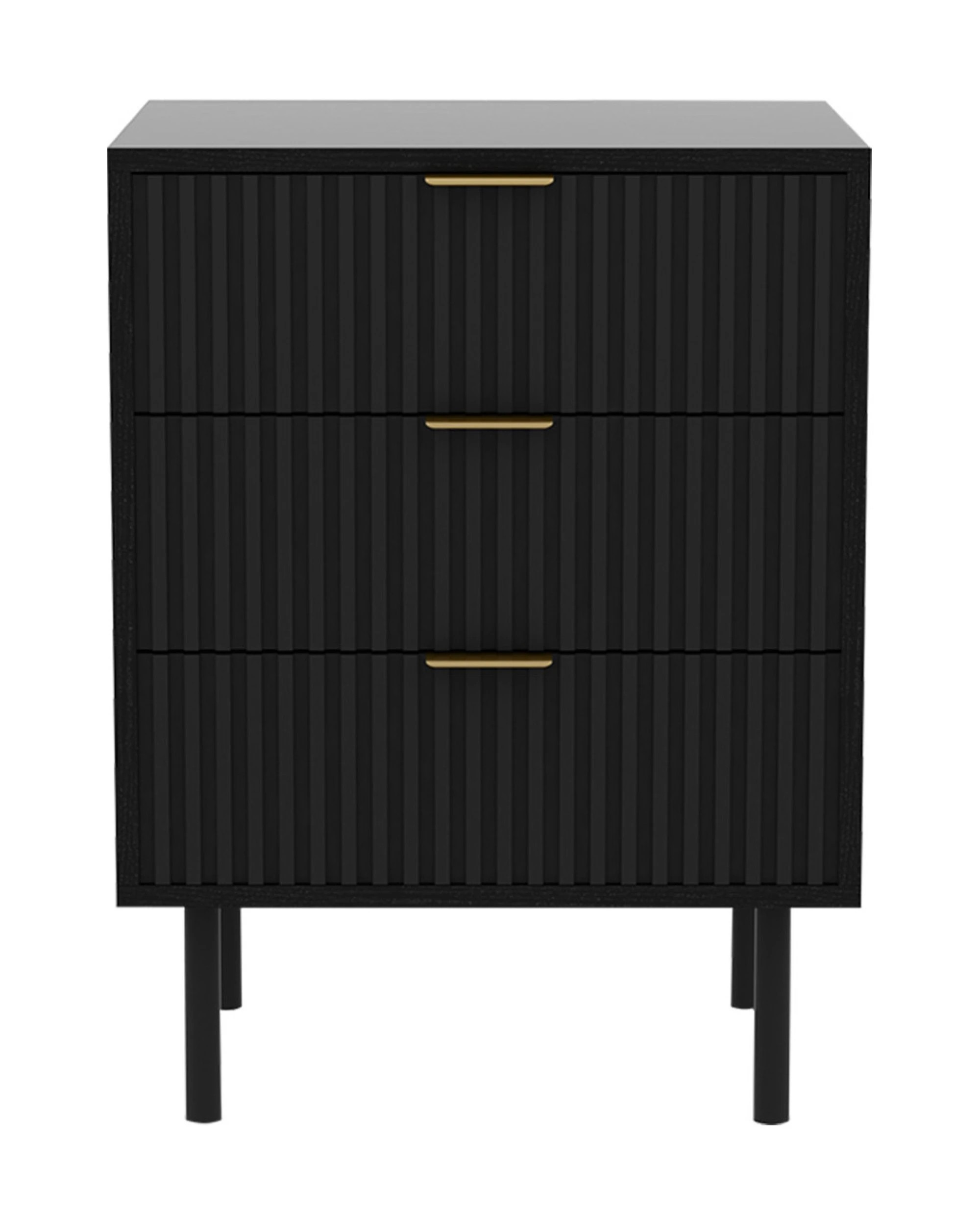 4 Sarantino Evelyn Bedside Table with 3 Drawers - Black, 4 of 6