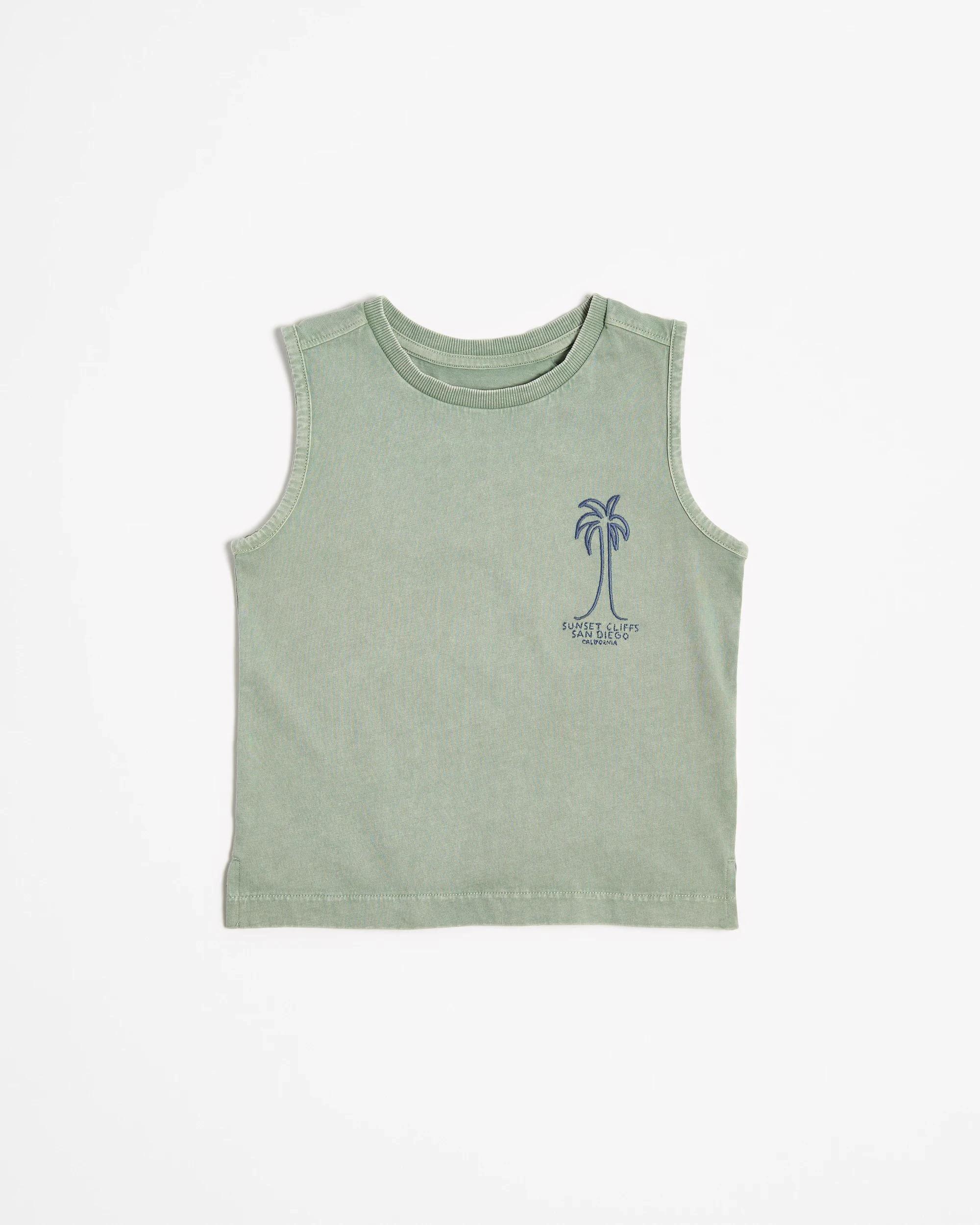 1 Target Australian Cotton Embroidered Washed Tank GREEN PALM, 1 of 3