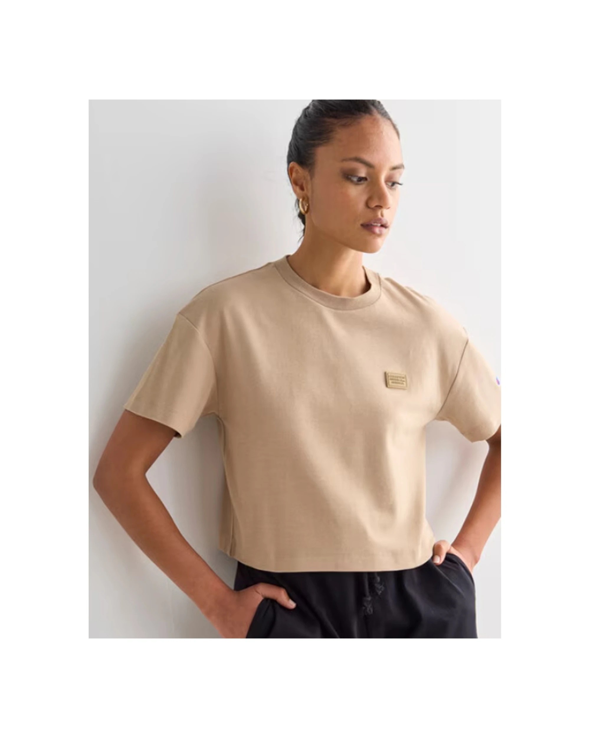 5 Champion Women's Rochester Cotton Blend Activewear Base Tee Dunes - L - Beige, 5 of 5