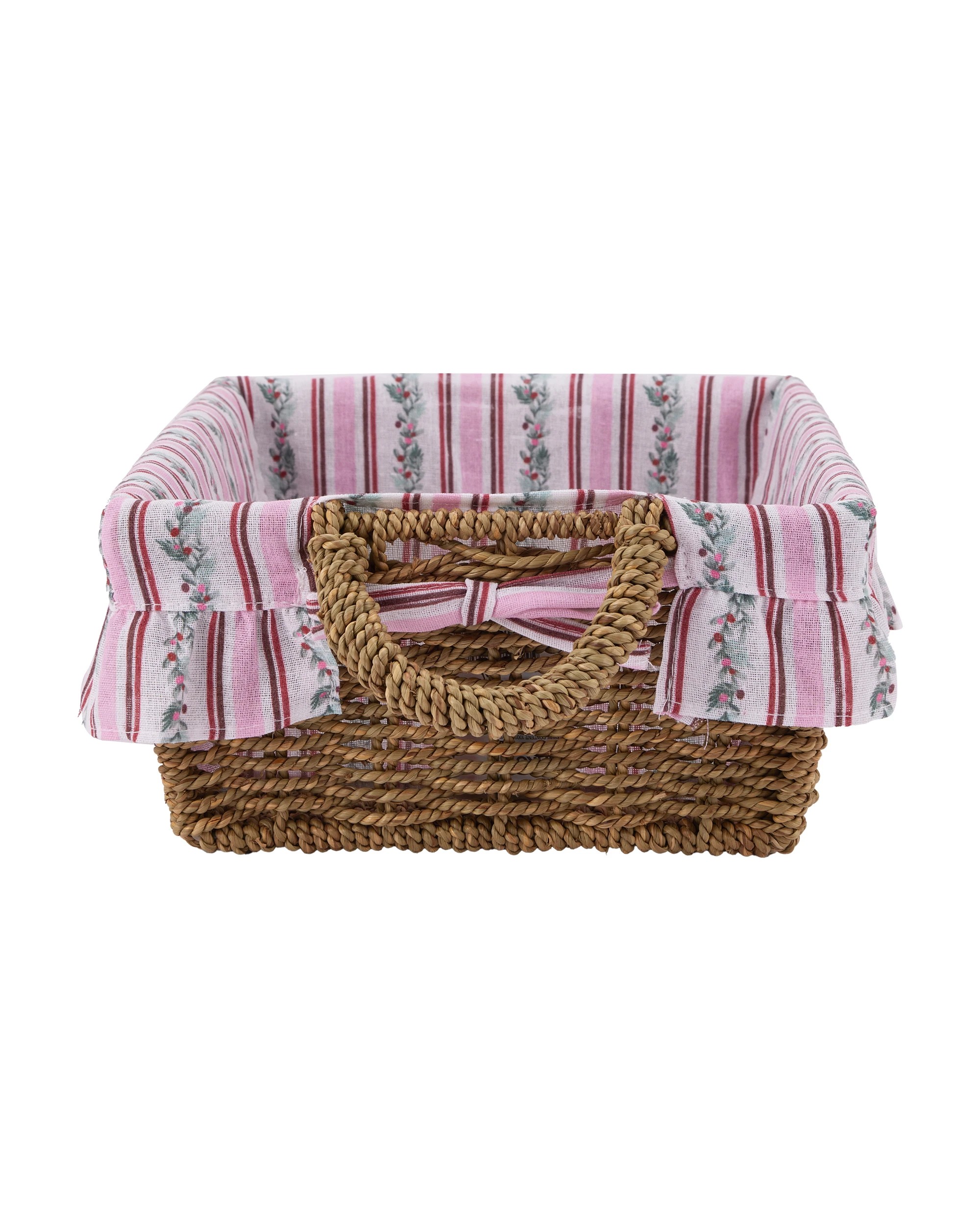 2 Christmas Basket with Holly Stripe Liner, 2 of 5