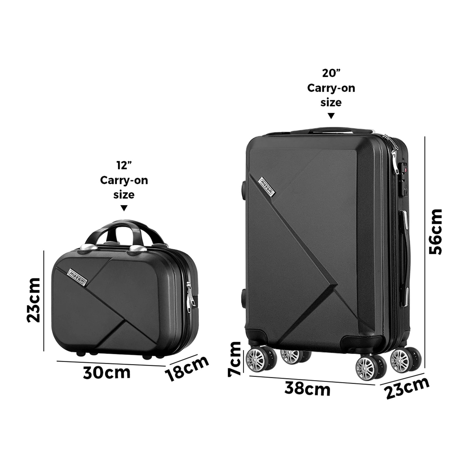 2 Mazam 2PCS Luggage Suitcase Trolley Set - Black, 2 of 8