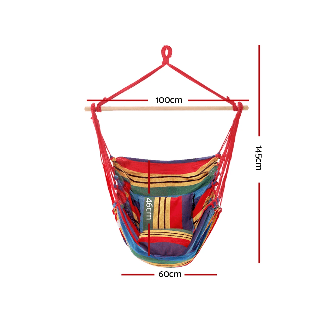 2 Gardeon Hammock Chair Outdoor Camping Hanging Hammocks Cushion Pillow Rainbow - Multi, 2 of 7