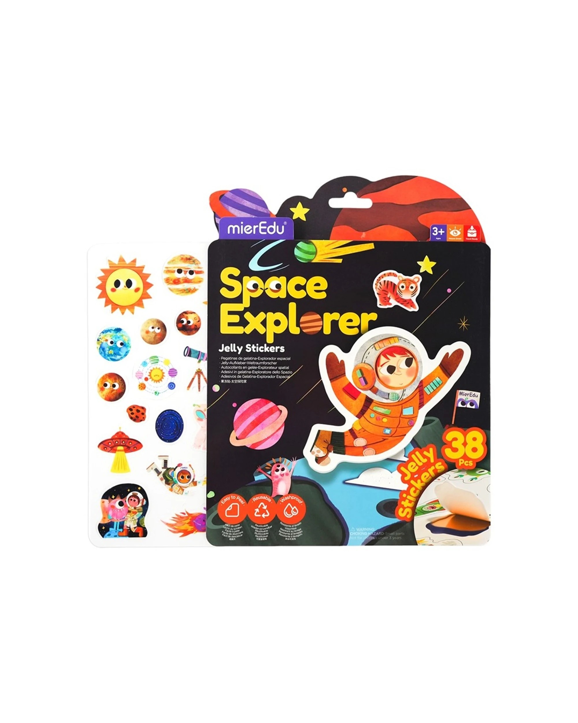 2 Mieredu Jelly Stickers Space Explorer 38 Reusable Squishy Kids Fun Set, 2 of 3