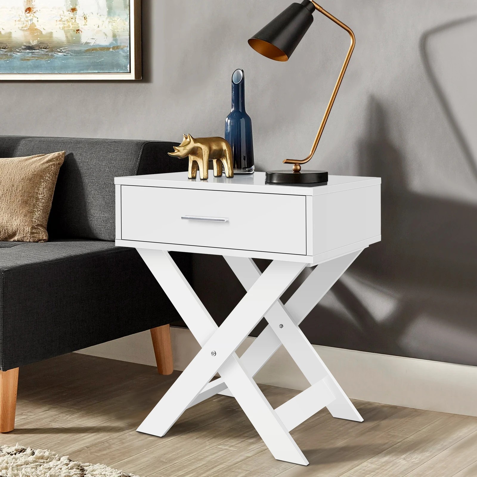 5 Alfordson 2x Bedside Table French Country Nightstand - White, 5 of 10