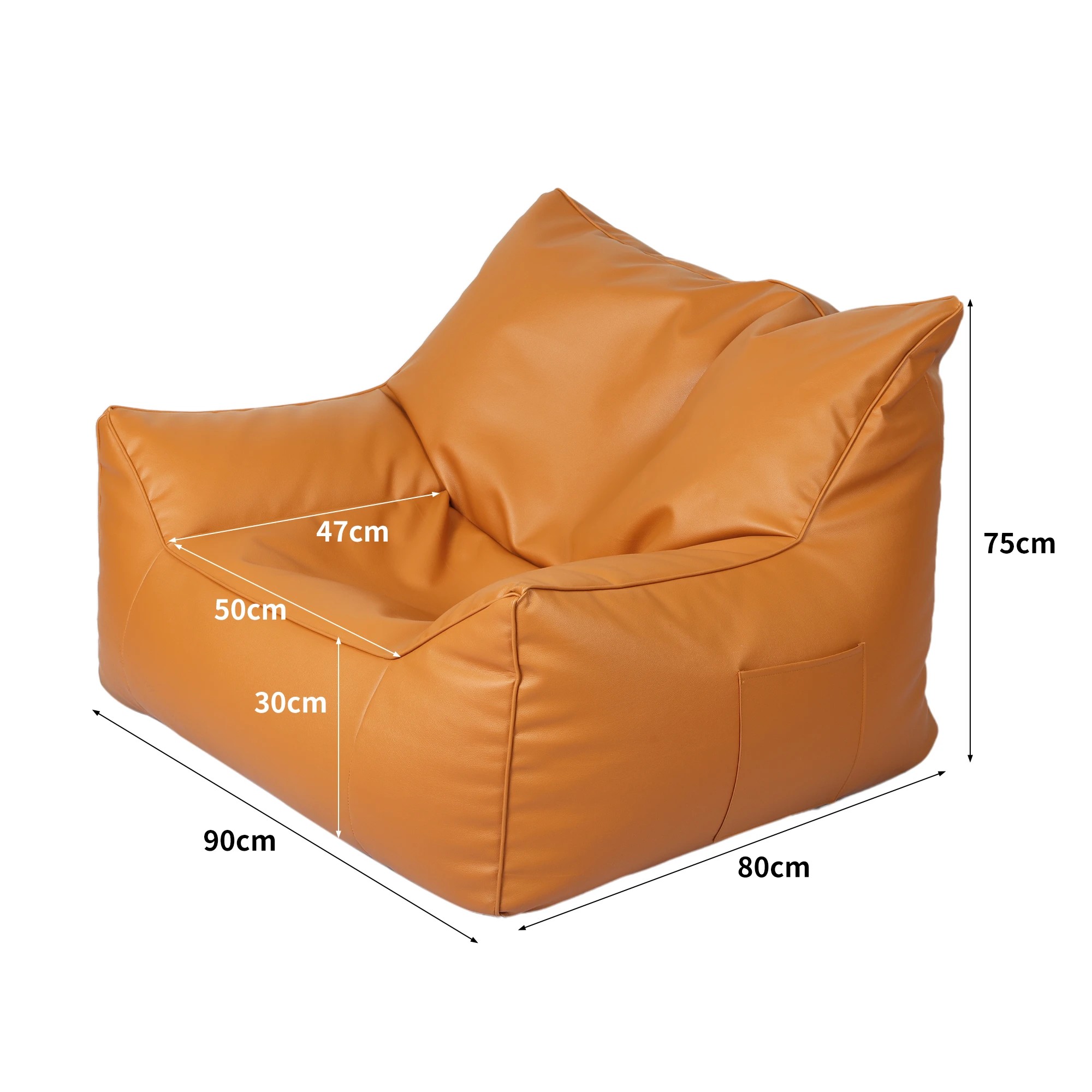 3 Marlow Bean Bag  PU Cover Only - Brown, 3 of 6