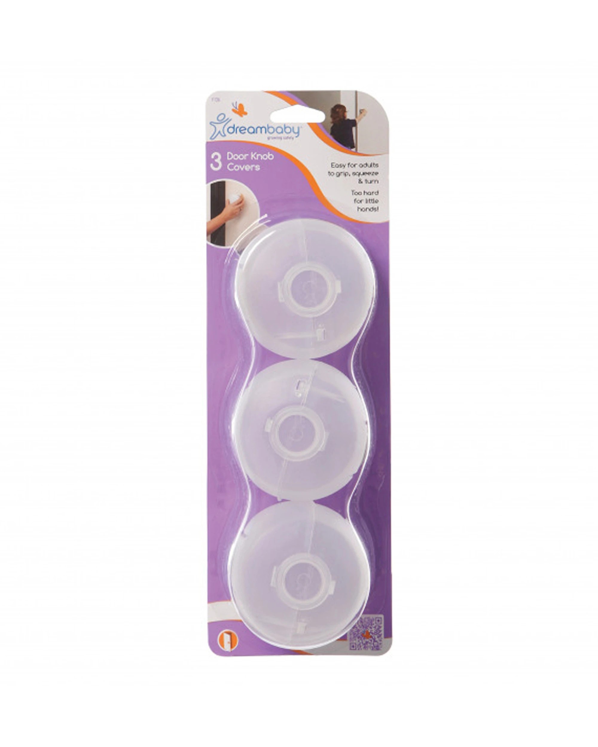 1 Dreambaby 3pc Door Knob Covers Toddler Safety Baby Proofing Locks Transparent Plastic Covering Home Safety. - Clear, 1 of 2