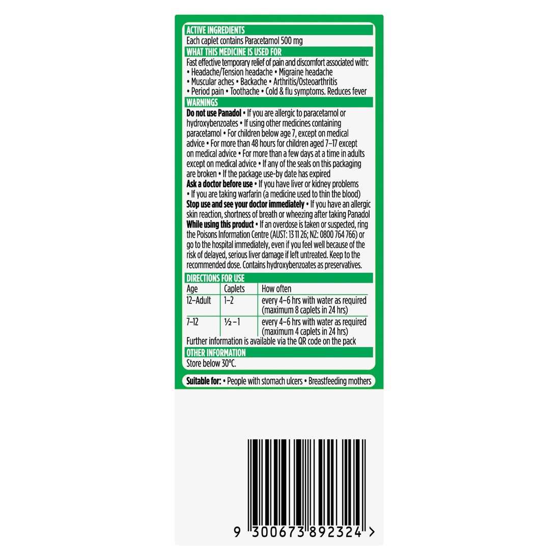 3 16 Pack Panadol Optizorb Paracetamol 500mg, 3 of 10