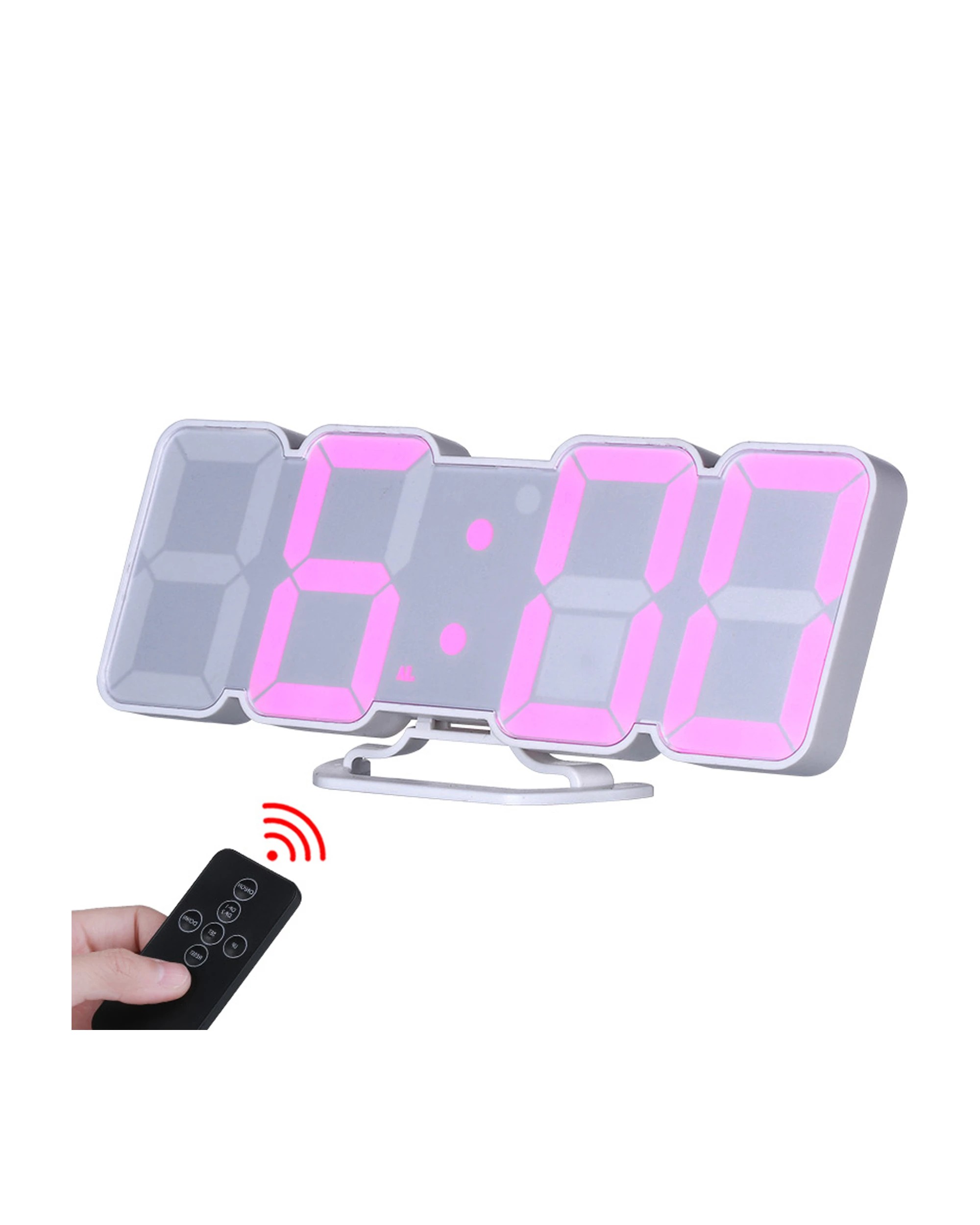1 TODO LED Digital Alarm Clock 115 Colour Display USB Power Countdown Timer Remote - White, 1 of 3