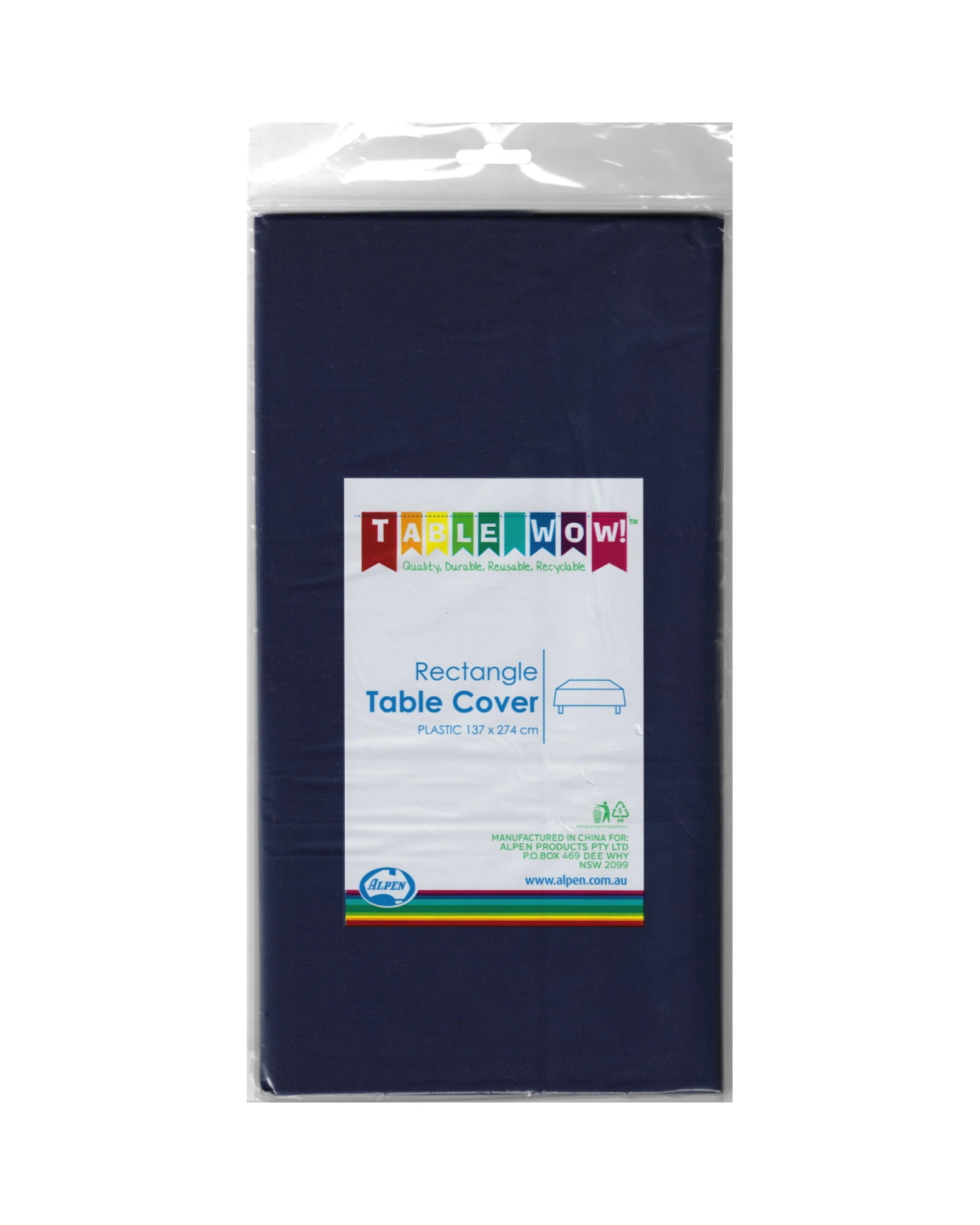 2 Alpen Navy Blue Plastic Rectangular Tablecloth - Blue, 2 of 2