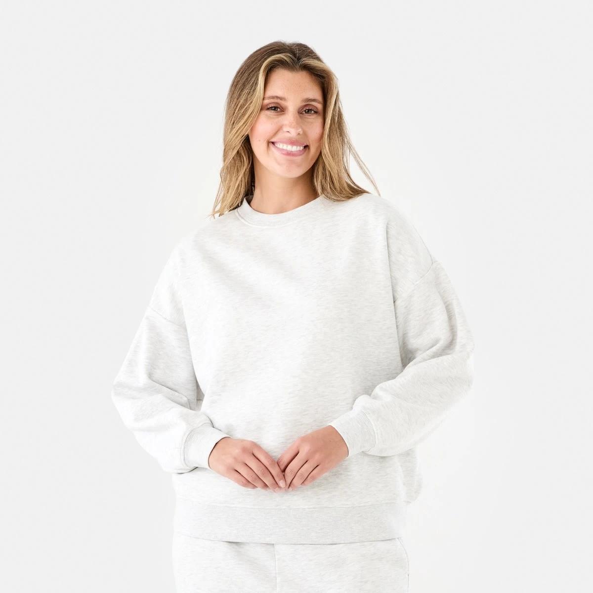 1 Oversized Crew Neck Sweatshirt Wht Marle, 1 of 6