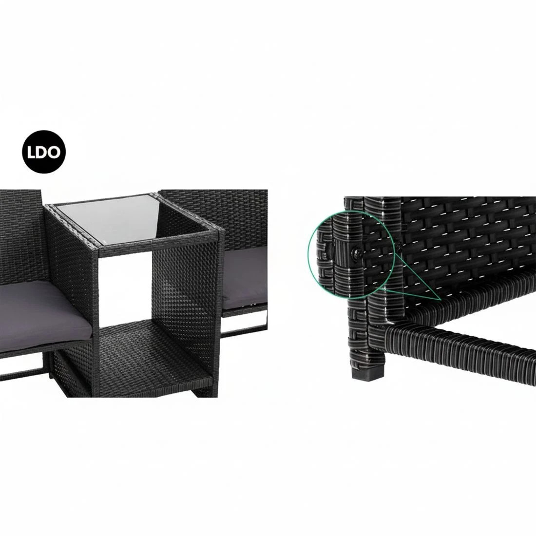 7 Gardeon Outdoor Furniture Wicker Chairs Table Setting Birstro Set Patio Garden - Black, 7 of 8