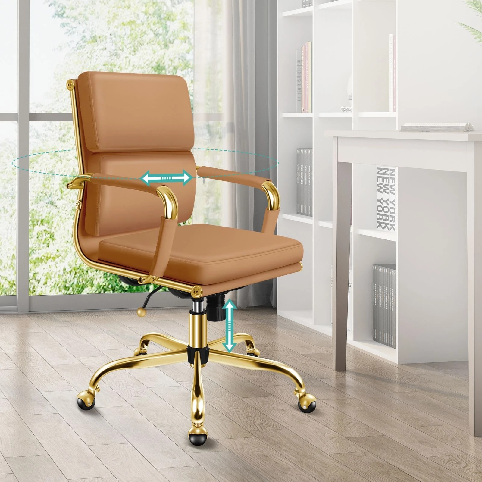 3 Alfordson Office Chair Ergonomic Paddings Executive Computer Seat Mid Back - Brown, 3 of 10