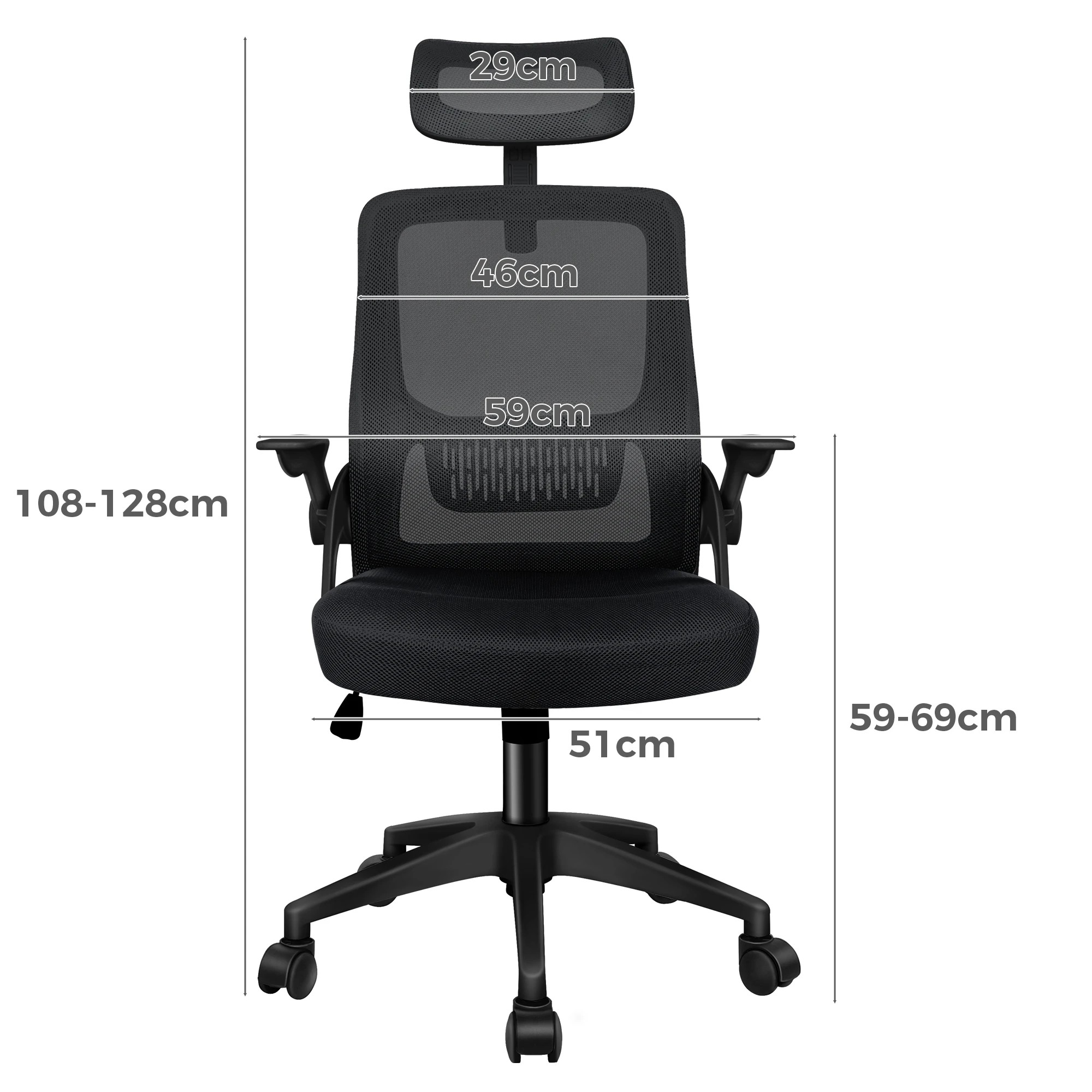 3 Alfordson Mesh Office Chair Fabric Seat Tilt Gaming - Black, 3 of 9