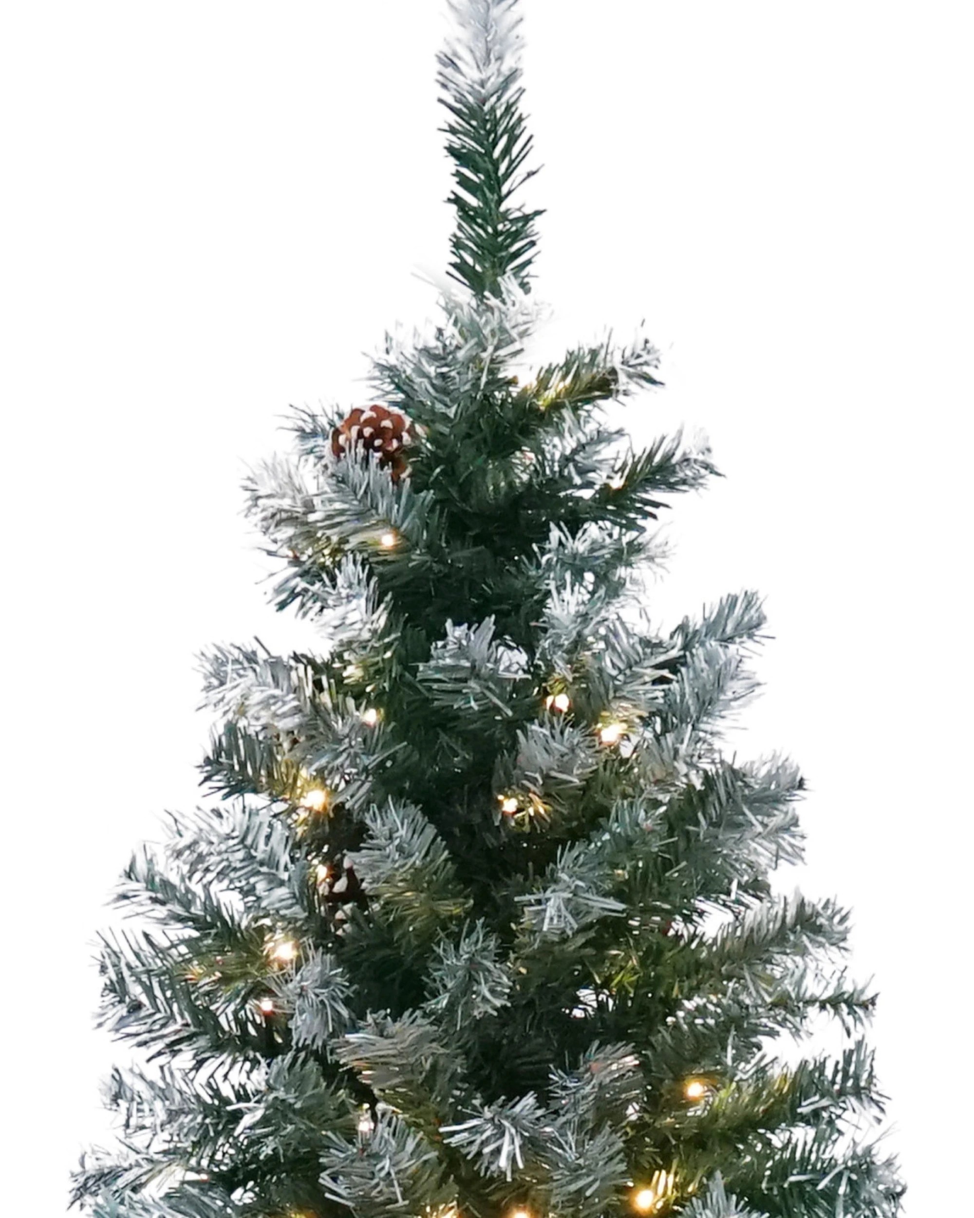 6 Christabelle 2.4m Pre-Lit LED Artificial Christmas Tree with Snow Tipped Needles Pine Cones Stand, 6 of 10