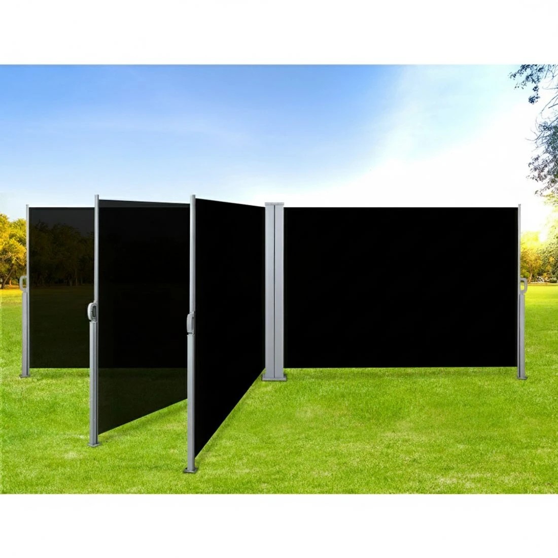 4 Instahut Side Awning Outdoor Blinds Sun Shade Retractable Screen 2X6M BK - Black, 4 of 6