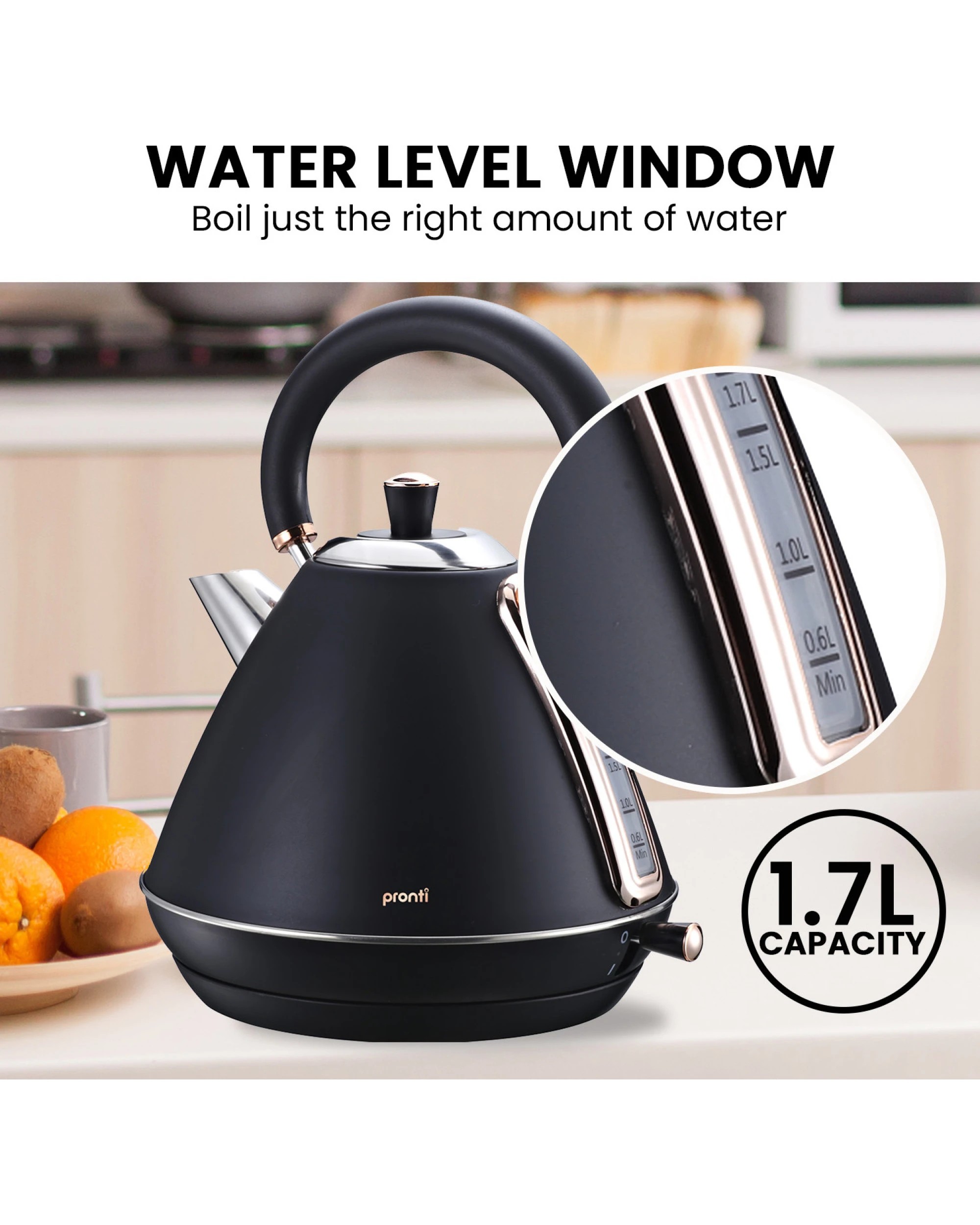 3 Pronti Toaster, Kettle and Coffee Machine Breakfast Set - Black, 3 of 8