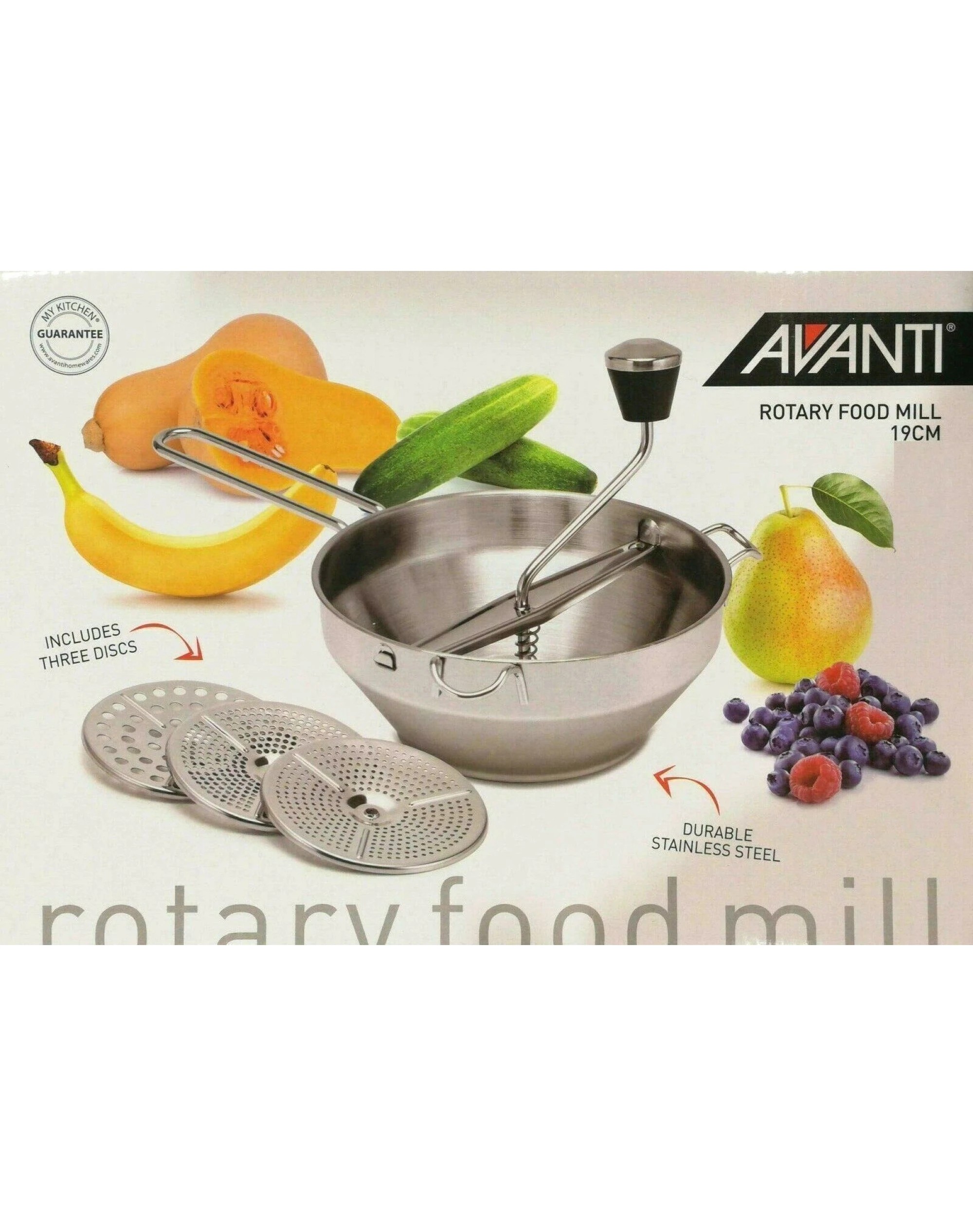 4 Avanti Rotary Food Mill + 3 Discs Mouli Potato Ricer Vegetable Food Chopper, 4 of 6