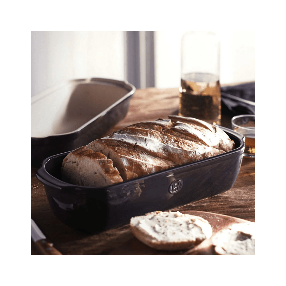 4 Emile Henry 39cm Ceramic Bread Loaf Baker Dish Oven Baking Rect Lrge Charcoal
 - Charcoal, 4 of 7
