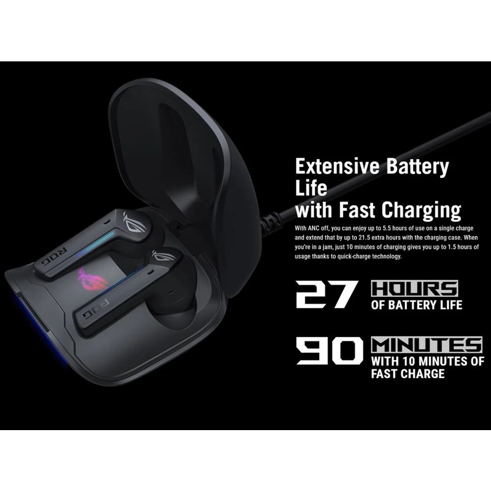 5 ASUS ROG Cetra True Wireless Gaming Earbuds Black, 5 of 9
