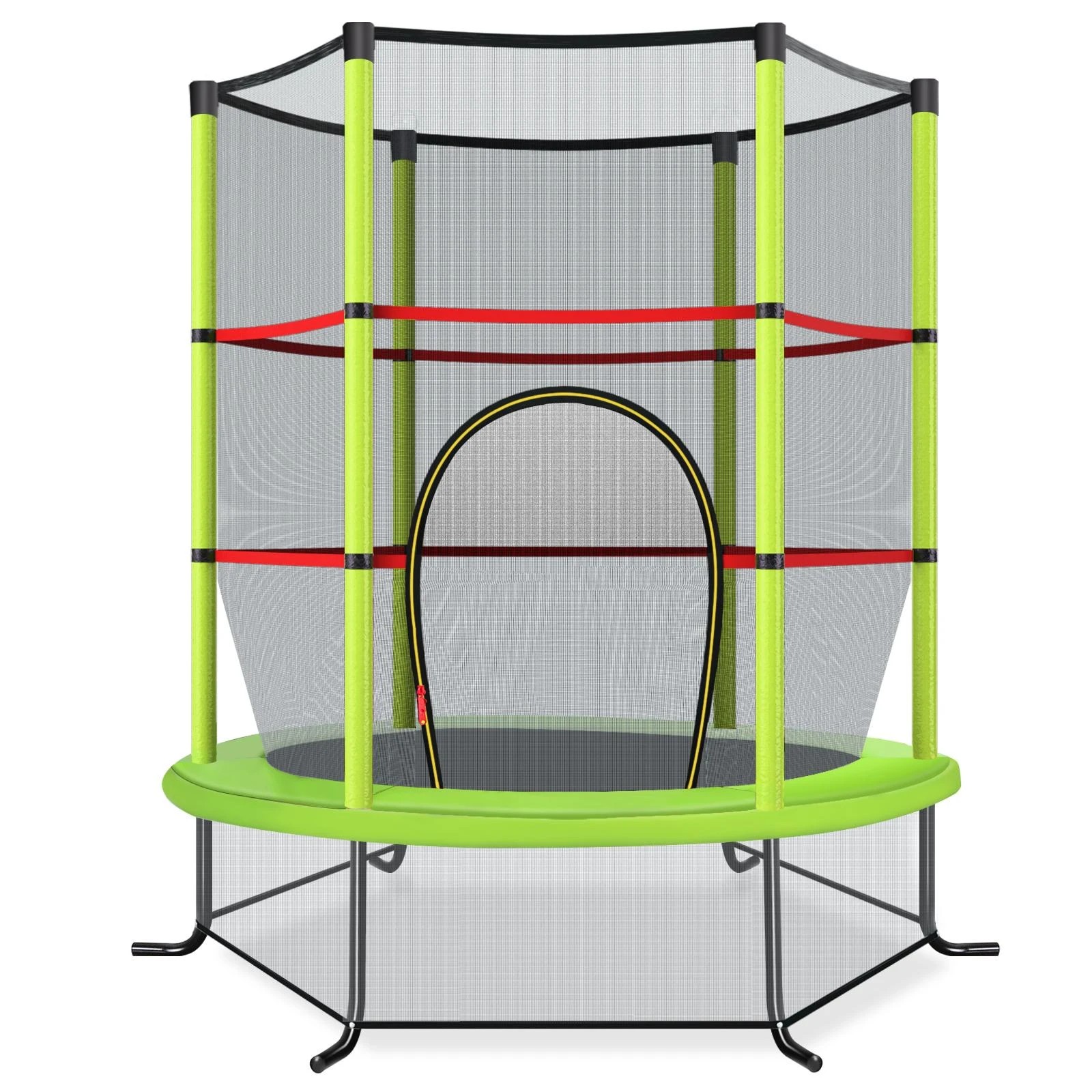 1 Costway Kids Trampoline Bouncer Jumping Trampolines w/Enclosure Net Gift Green, 1 of 2