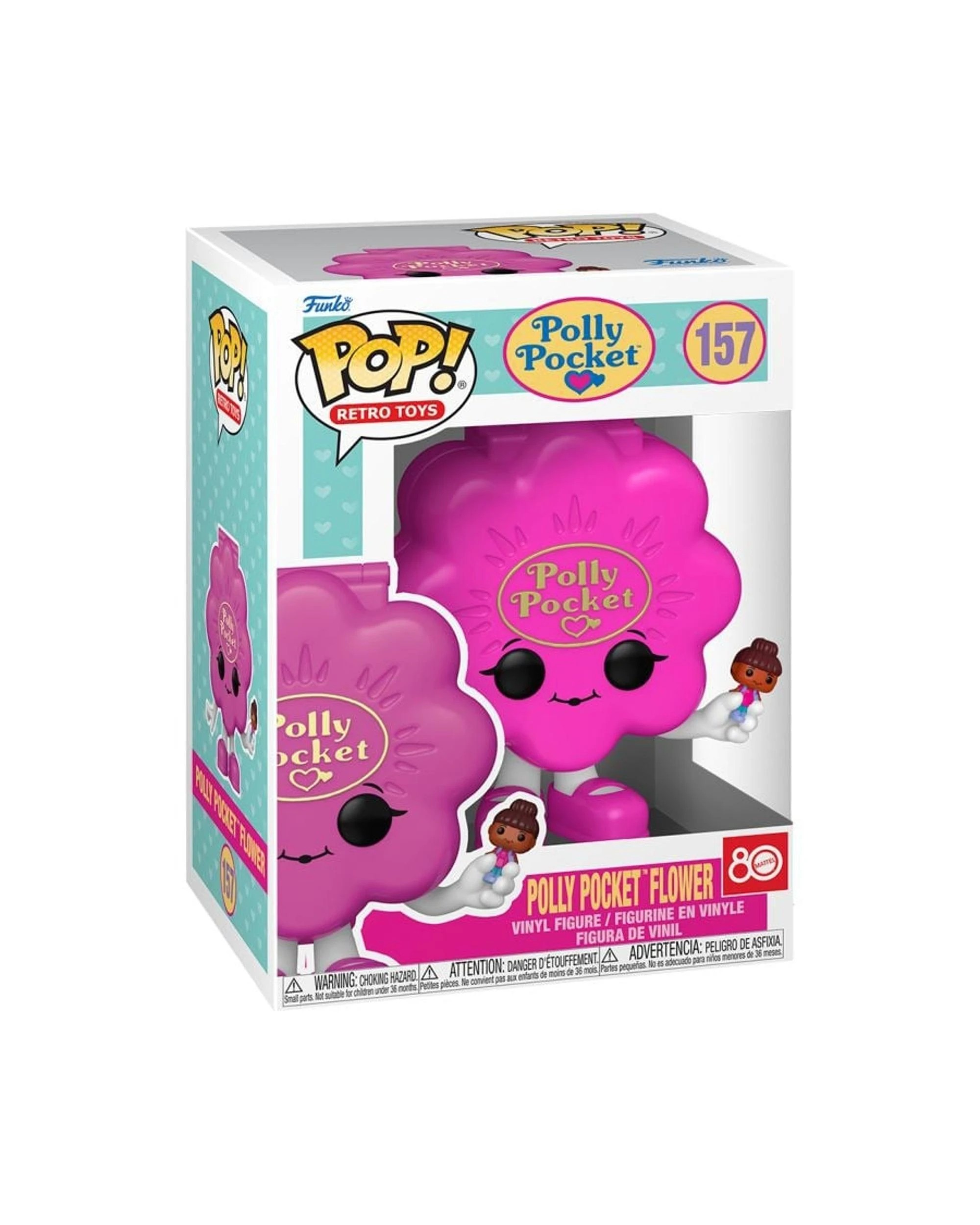 3 Retro Toys Mattel 80th Anniversary Polly Pocket Flower Shell Pink Funko POP! Vinyl, 3 of 3