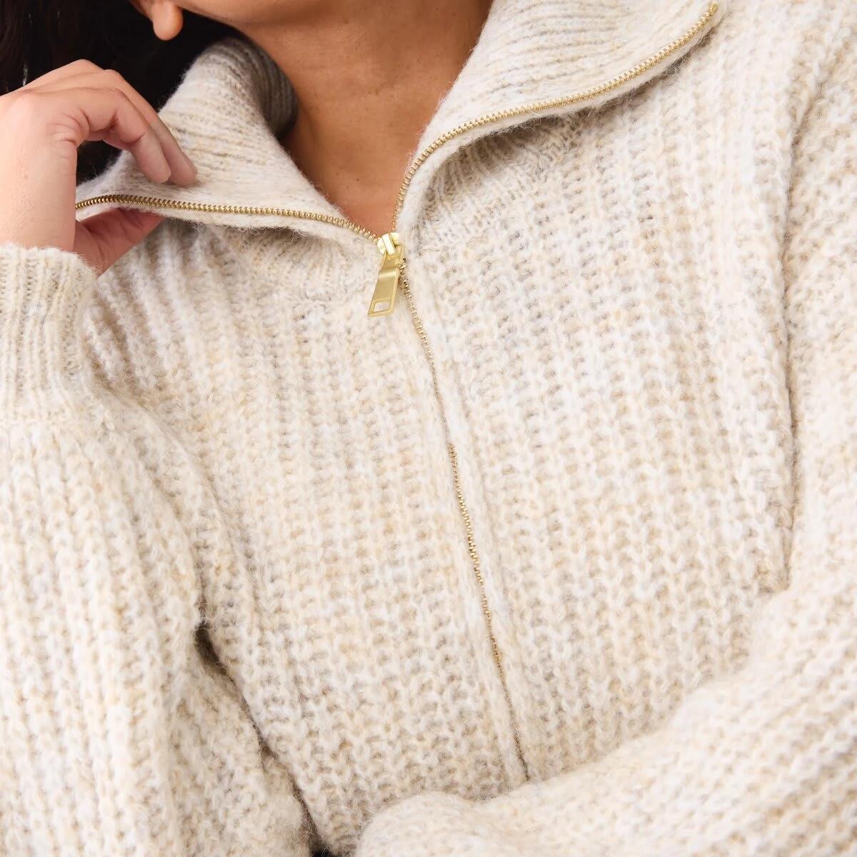 7 Fisherman Rib Knit Bomber Bge Otml, 7 of 9