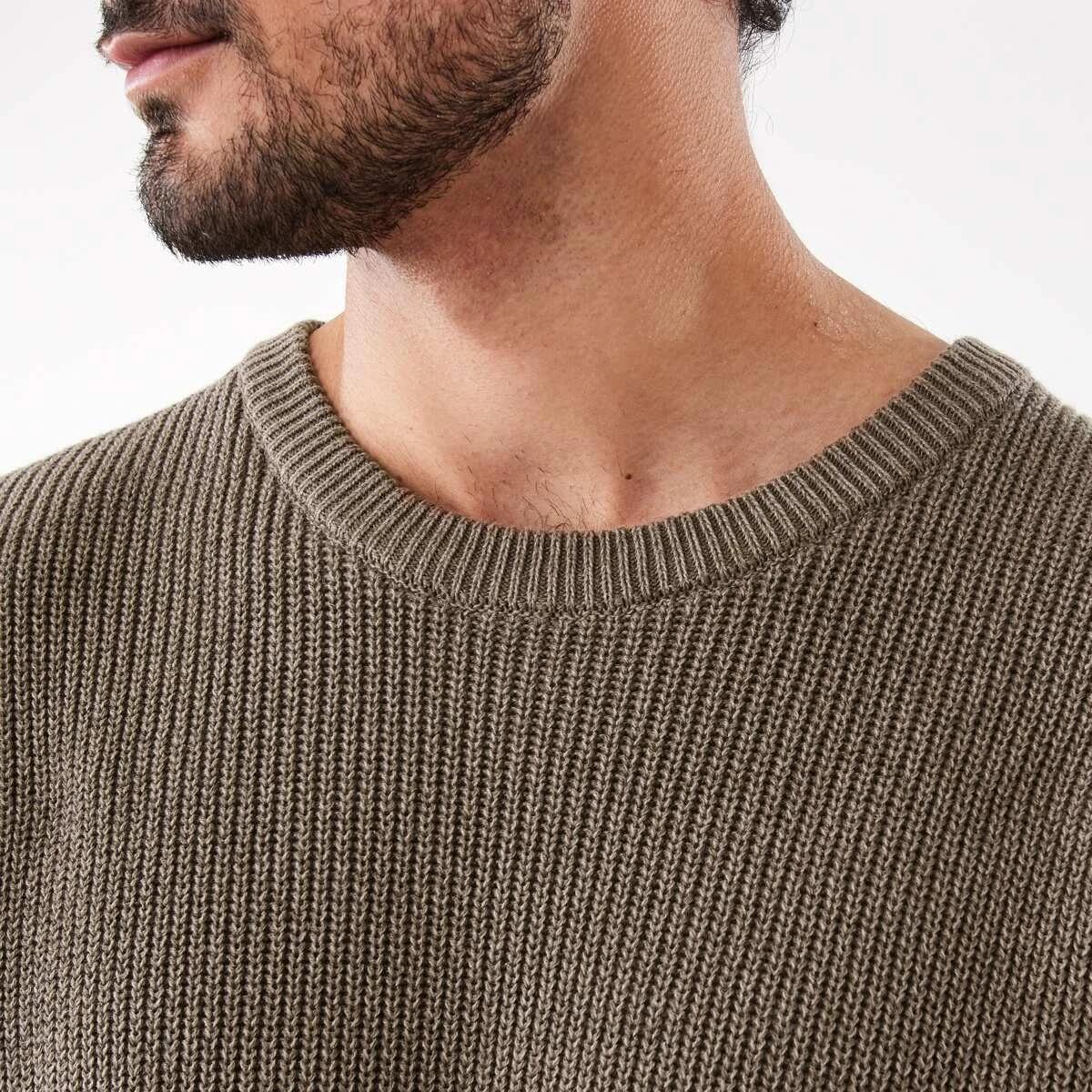 6 Textured Crew Knit Jumper Brn Eagle, 6 of 6