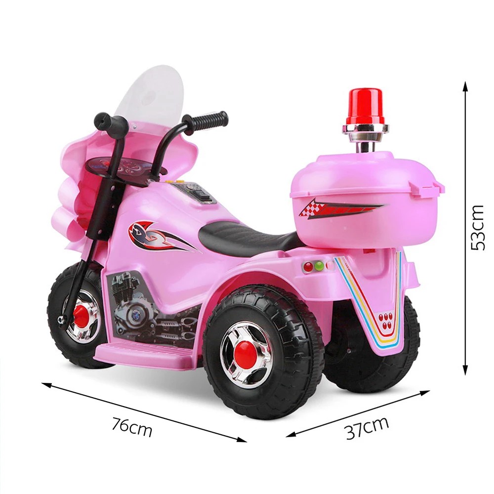 2 Rigo Kids Electric Ride On Police Motorcycle Motorbike 6V Battery - Pink, 2 of 9